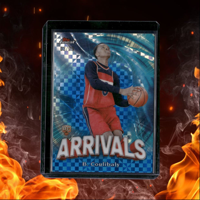 2023-24 Topps Finest Basketball Bilal Coulibaly Arrivals Blue Checkerboard