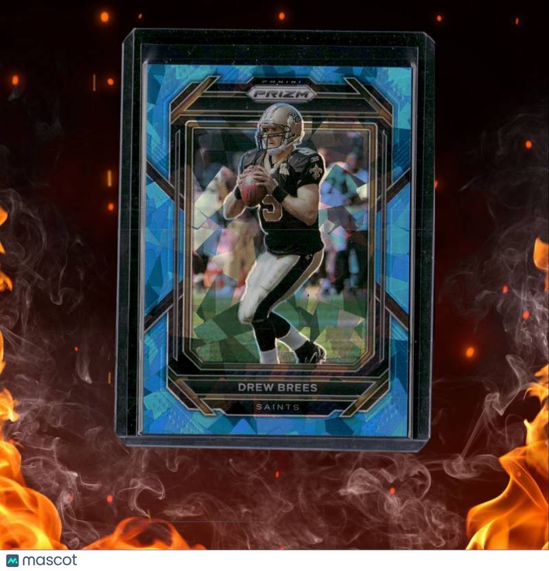 2022 Panini Prizm Drew Brees Blue Cracked Ice Prizm 04/99