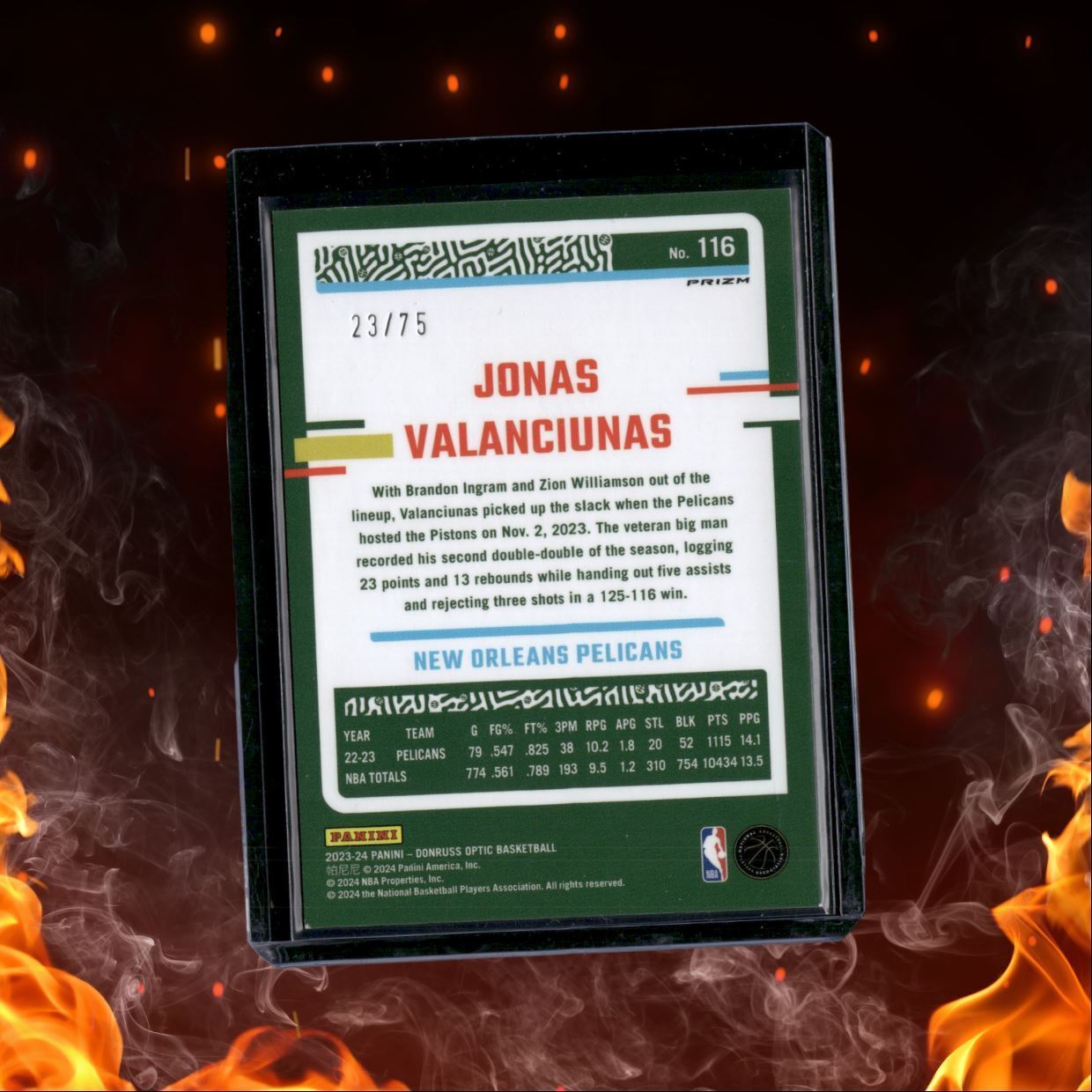 2023-24 Donruss Optic Jonas Valanciunas Red Fast Break Disco Prizm 23/75 #116