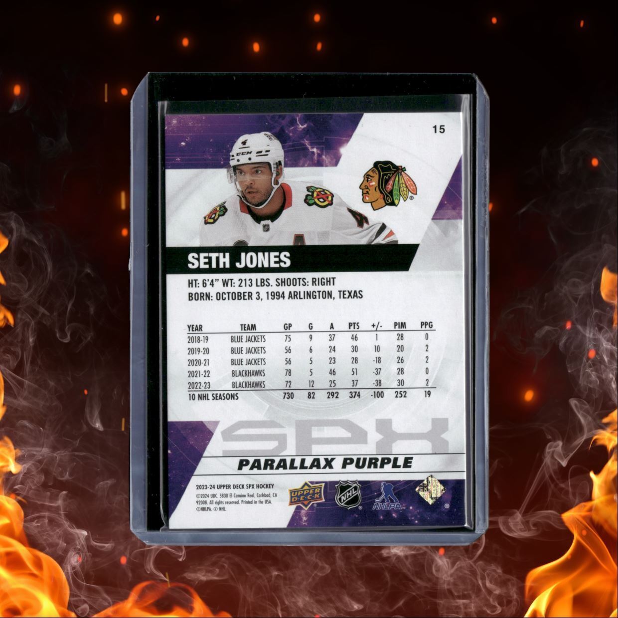 2023-24 Upper Deck SPx Seth Jones Parallax Purple 100/149 #15