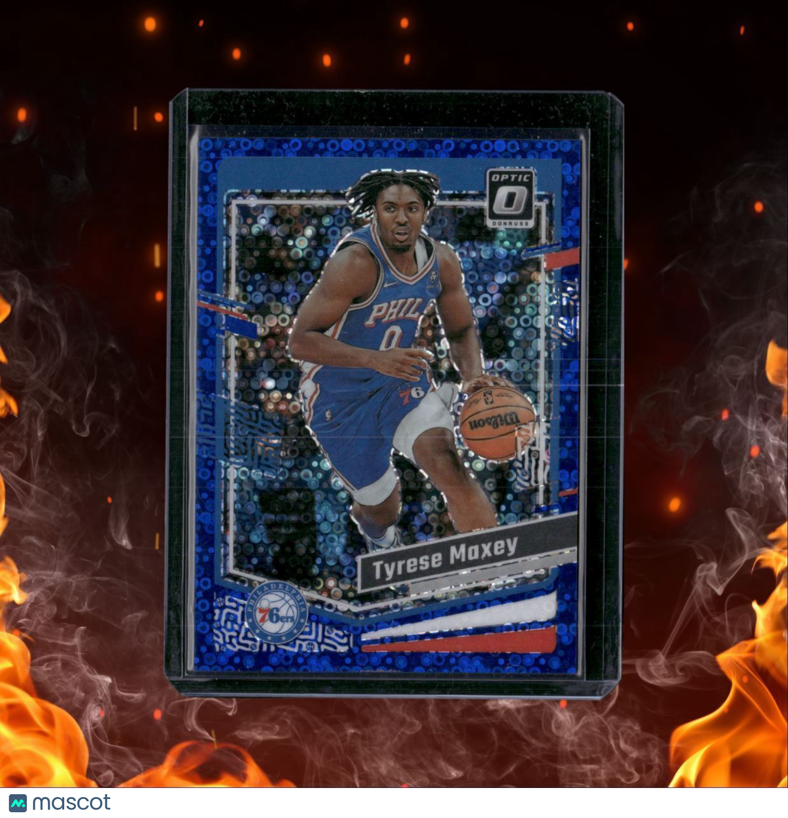 2023-24 Donruss Optic Tyrese Maxey Blue Fast Break Disco Prizm 09/49 #70