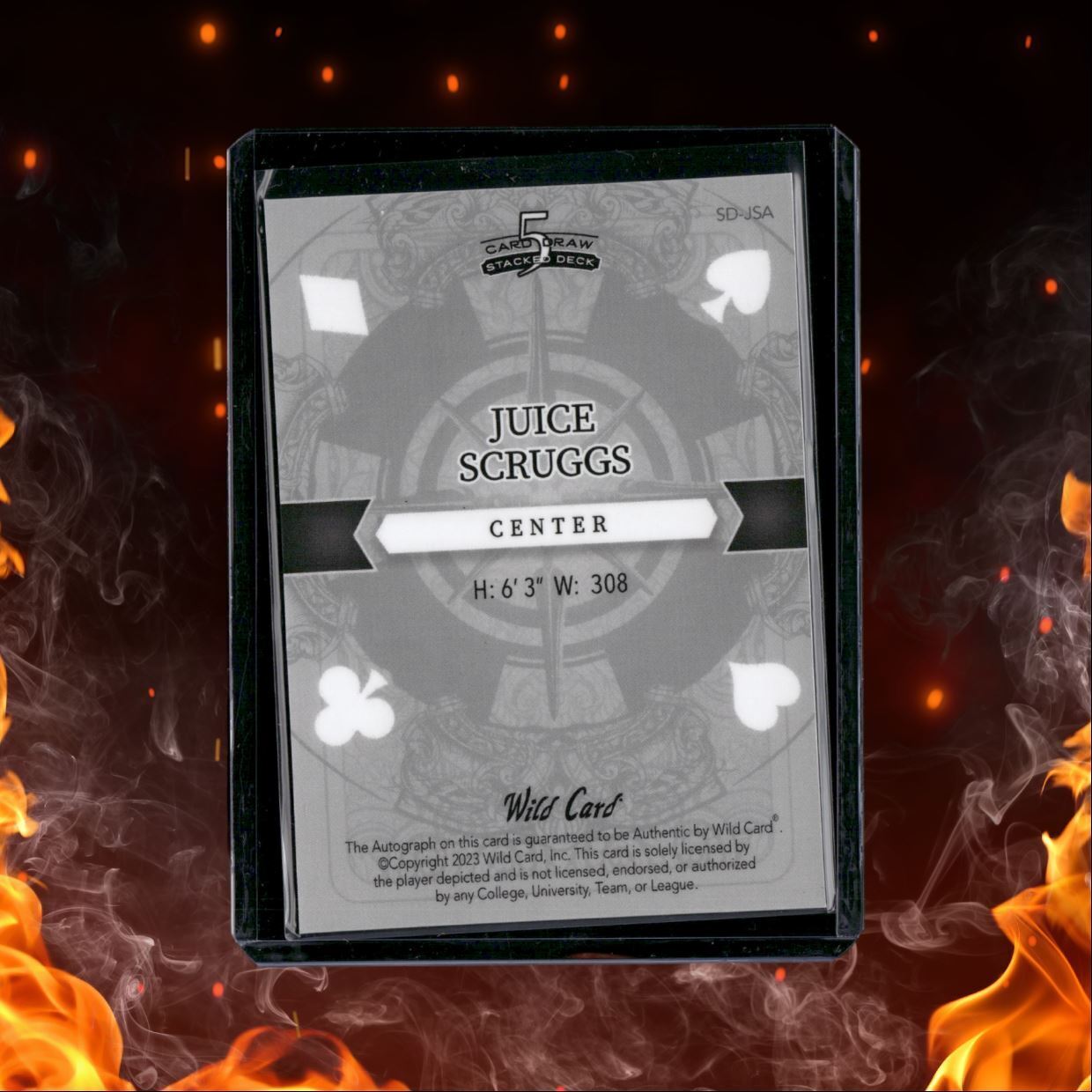 2023 Wild Card 5 Card Draw Stacked Deck Juice Scruggs Green 10 Clubs Rookie Auto