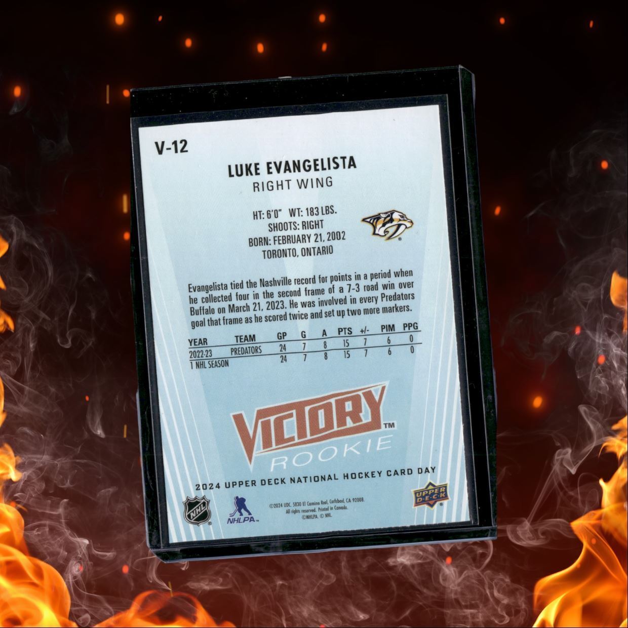 2024-25 Upper Deck National Hockey Card Day Luke Evangelista Victory Black