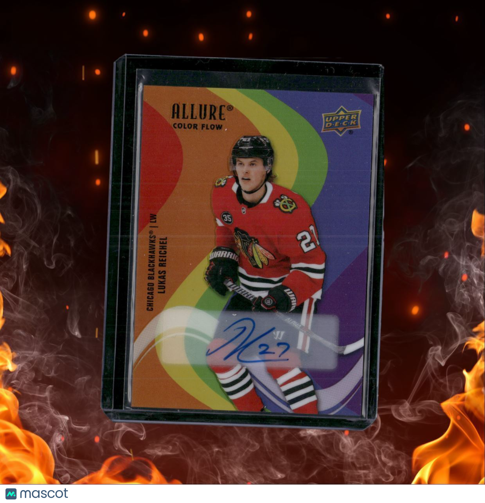 2022-23 Upper Deck Allure Lukas Reichel Color Flow Full Rainbow Rookie Auto