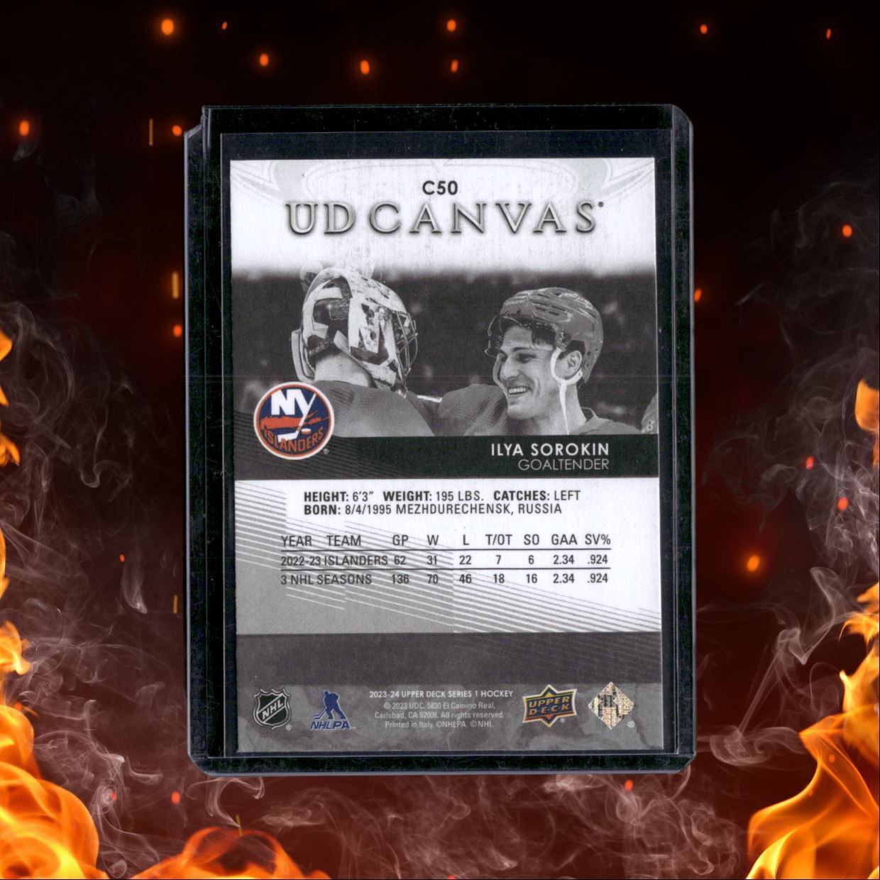 2023-24 Upper Deck Ilya Sorokin UD Canvas Black & White #C50