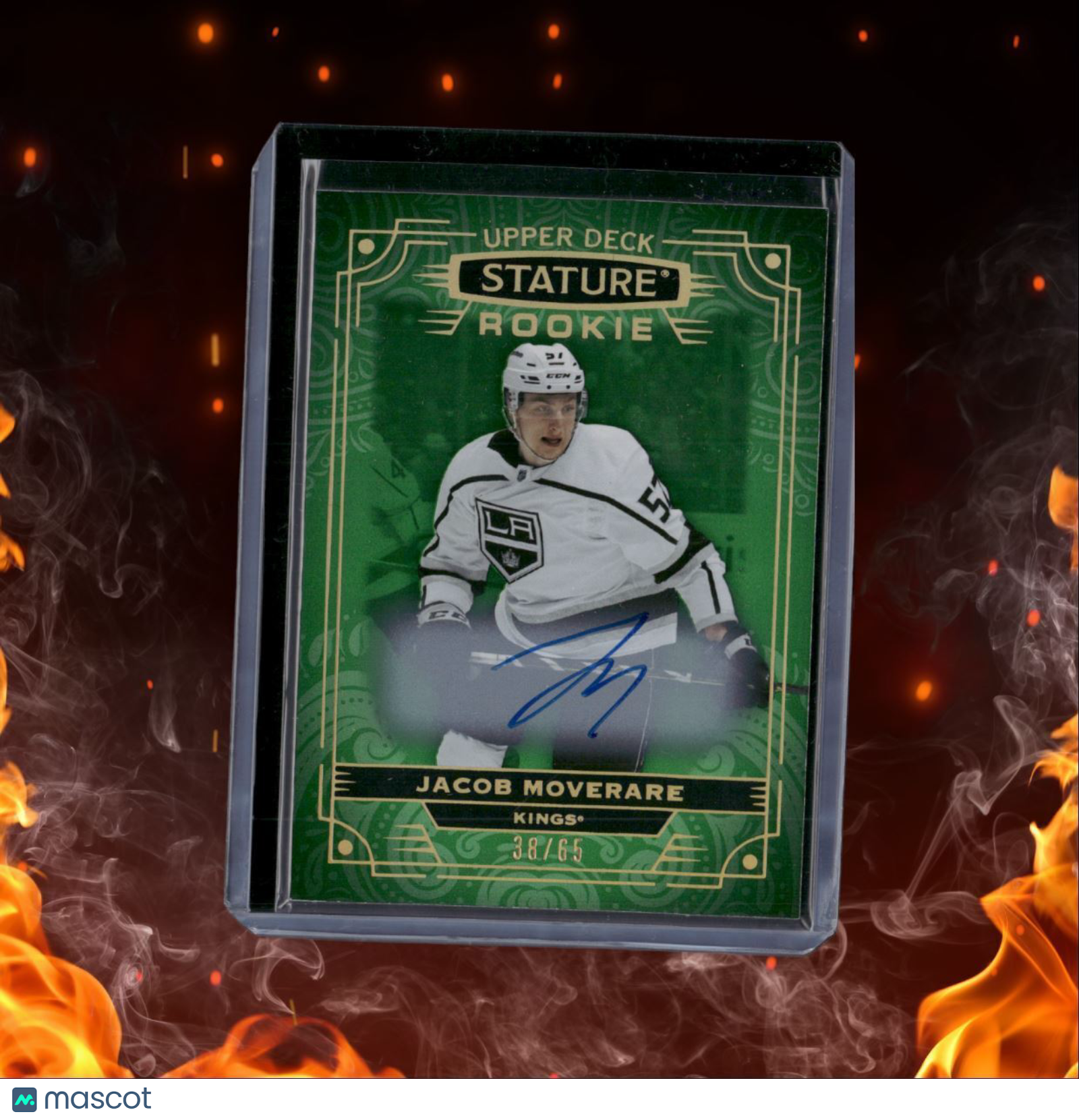 2022-23 Upper Deck Stature Jacob Moverare Green Rookie Auto 38/65 #144