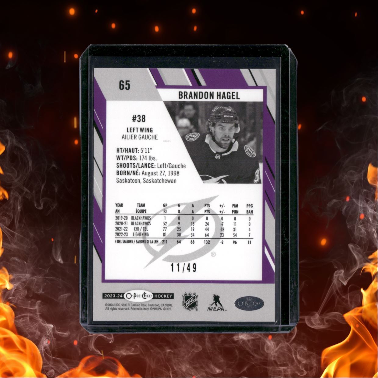 2023-24 O-Pee-Chee Brandon Hagel Purple Border 11/49 #65