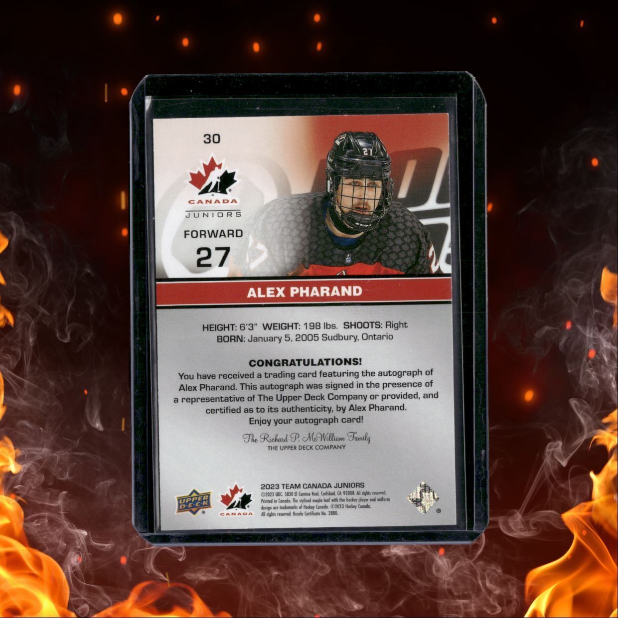 2023-24 UD Team Canada Juniors Alex Pharand Auto #30