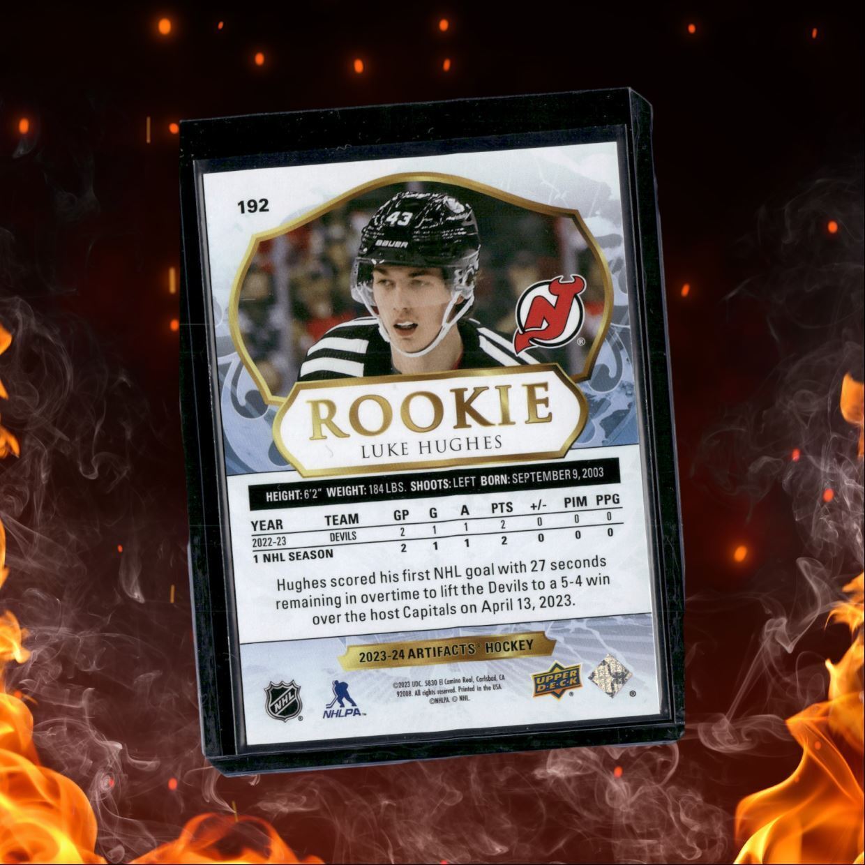 2023-24 Upper Deck Artifacts Luke Hughes Ruby Rookie 365/499 #192