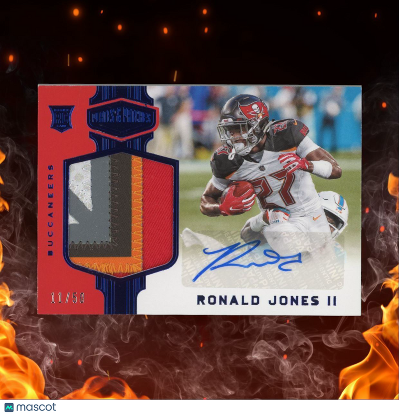 2018 Panini Plates & Patches Ronald Jones II Jersey Navy Blue Rookie Auto 11/50