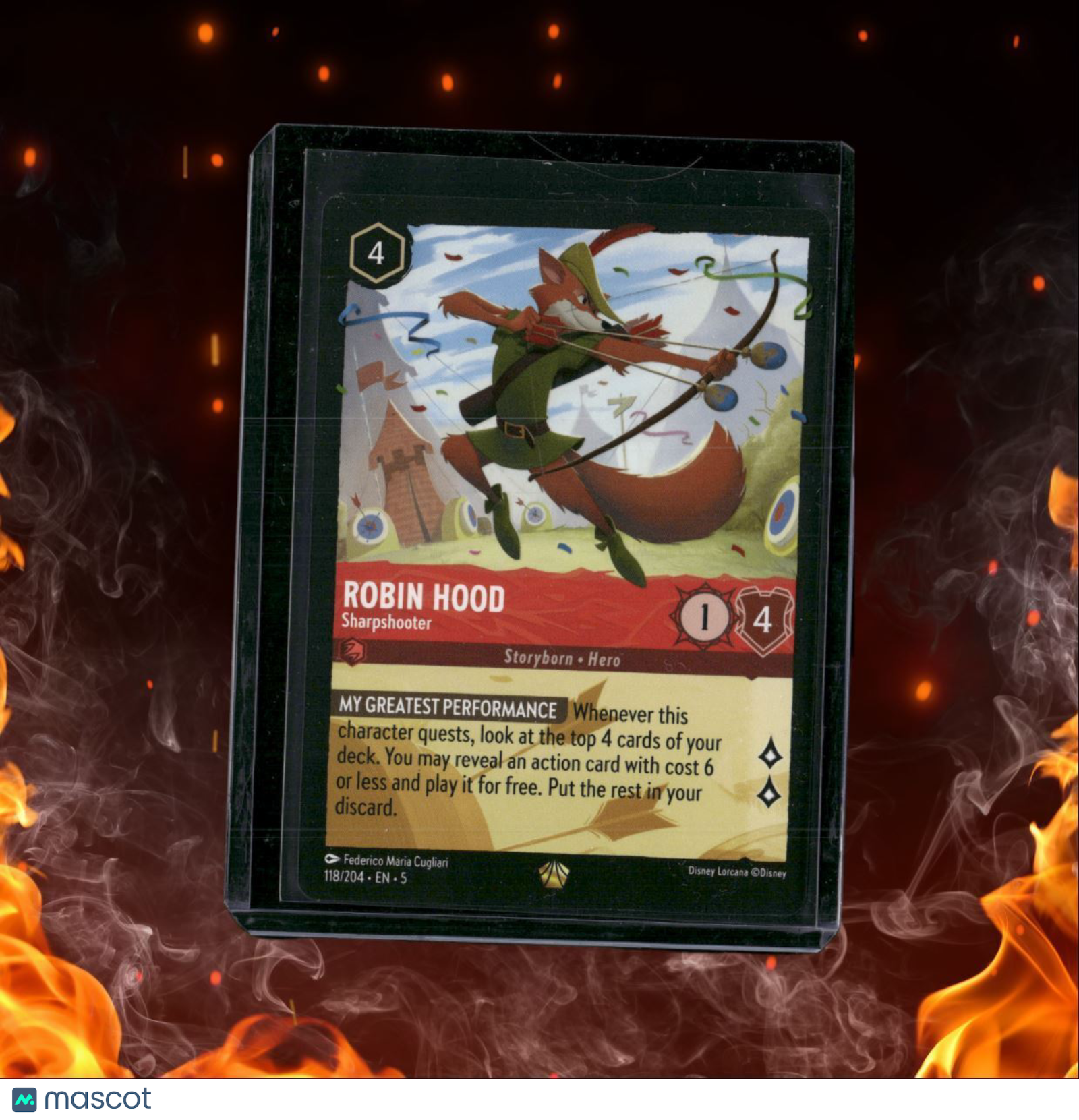 2024 Disney Lorcana Shimmering Skies Robin Hood Sharpshooter Legendary NM (B)