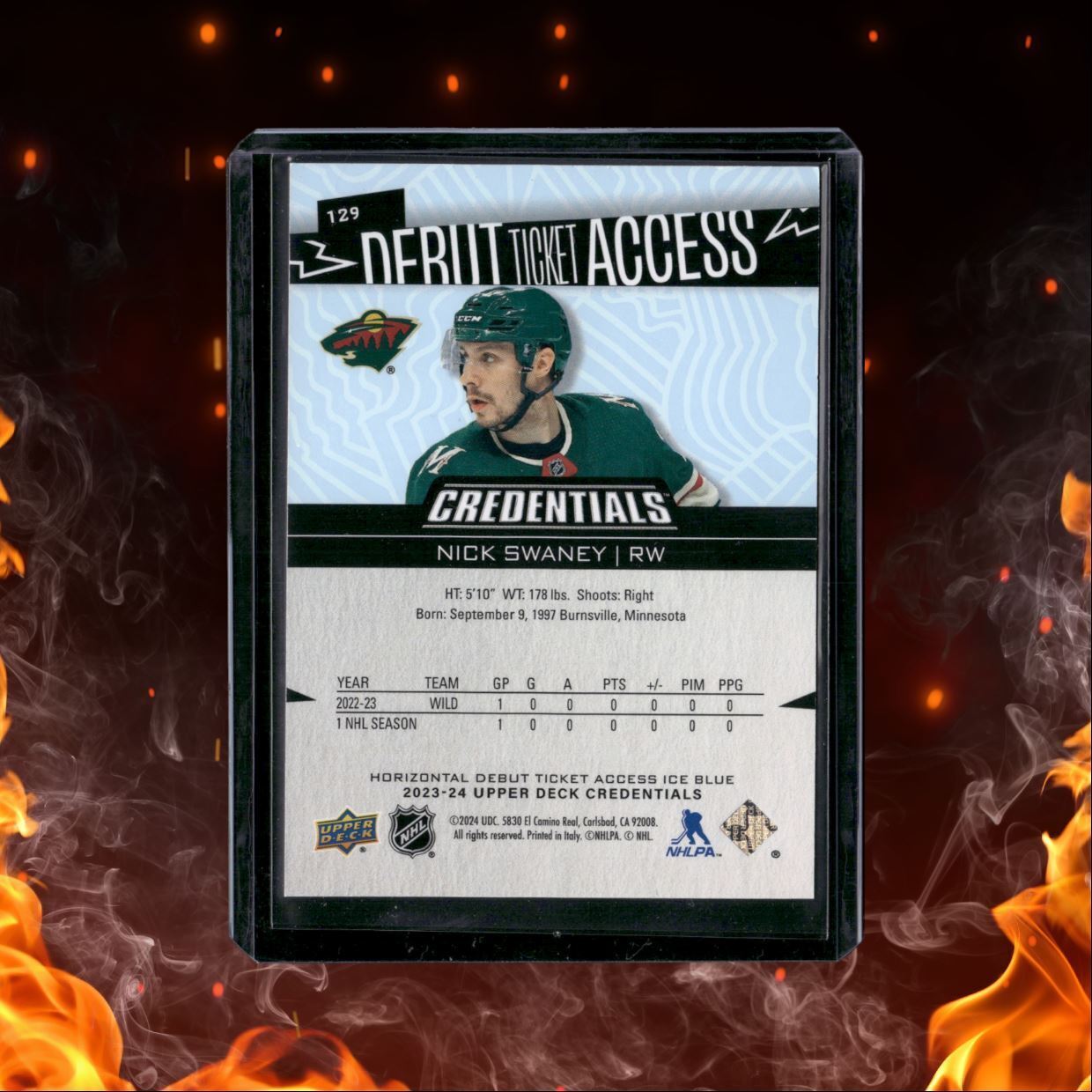 2023-24 Upper Deck Credentials Nick Swaney Horizontal Debut Ticket Rookie