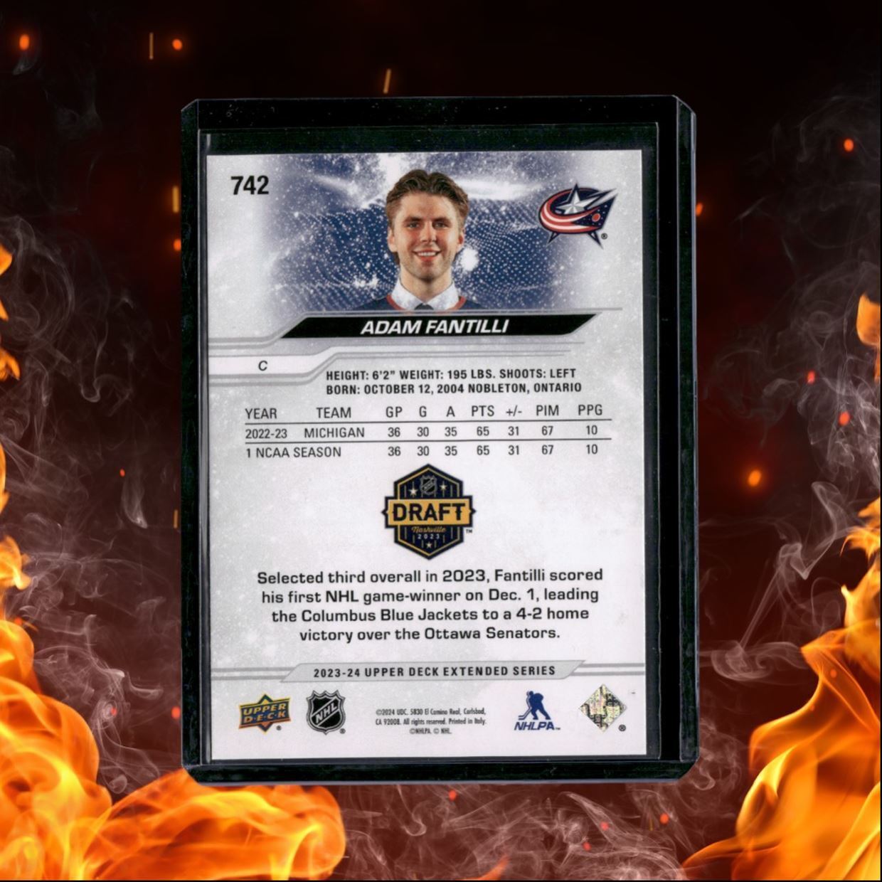 2023-24 Upper Deck Adam Fantilli 1st Round Draft (E) Rookie #742