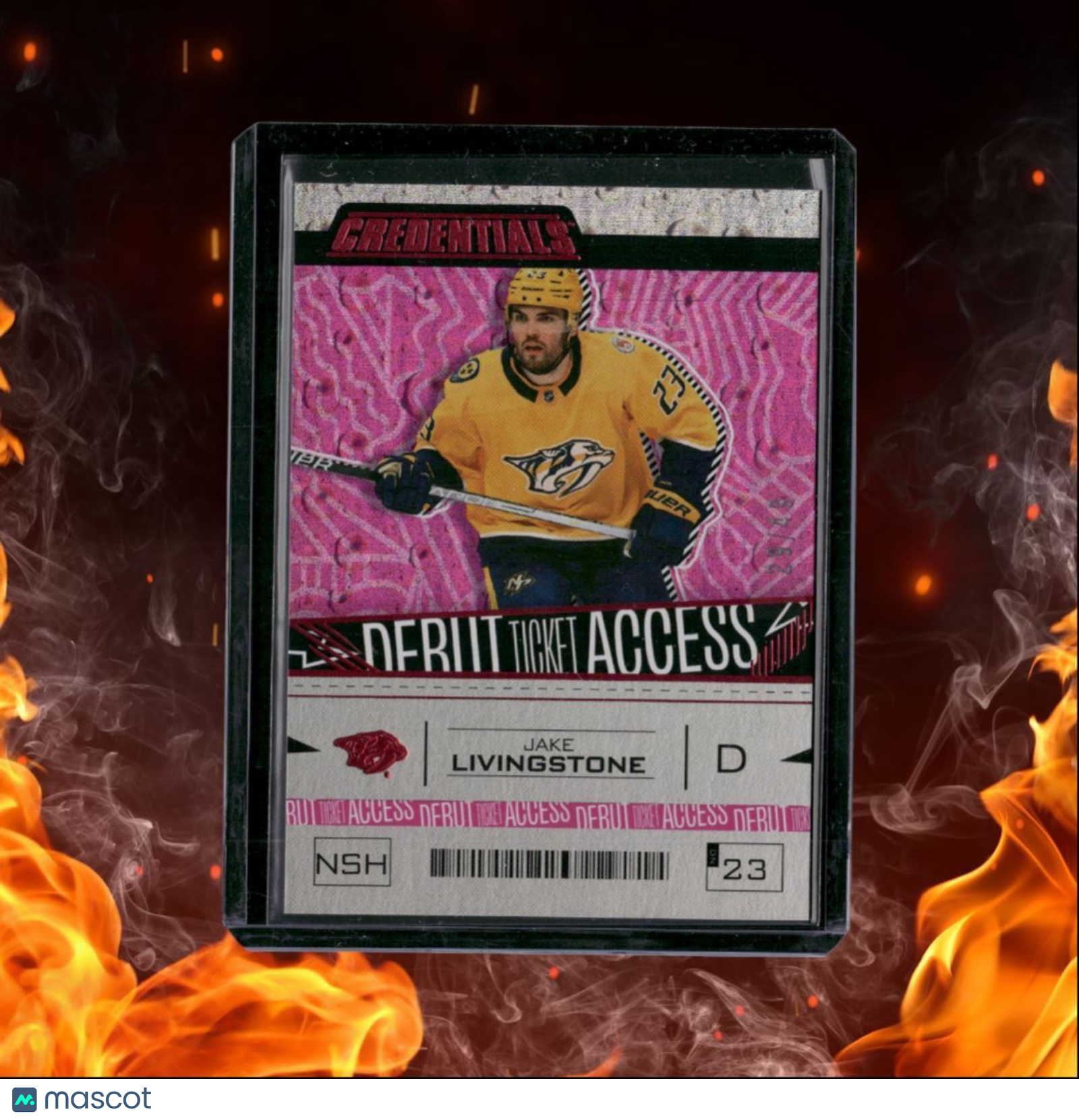2023-24 Upper Deck Credentials Jake Livingstone Debut Ticket Pink Rookie 29/49