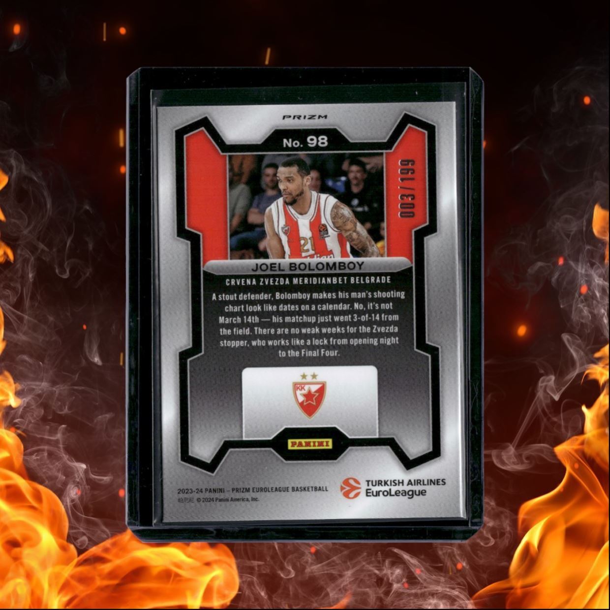 2023-24 Panini Prizm Euroleague Joel Bolomboy Blue Prizm 003/199 #98