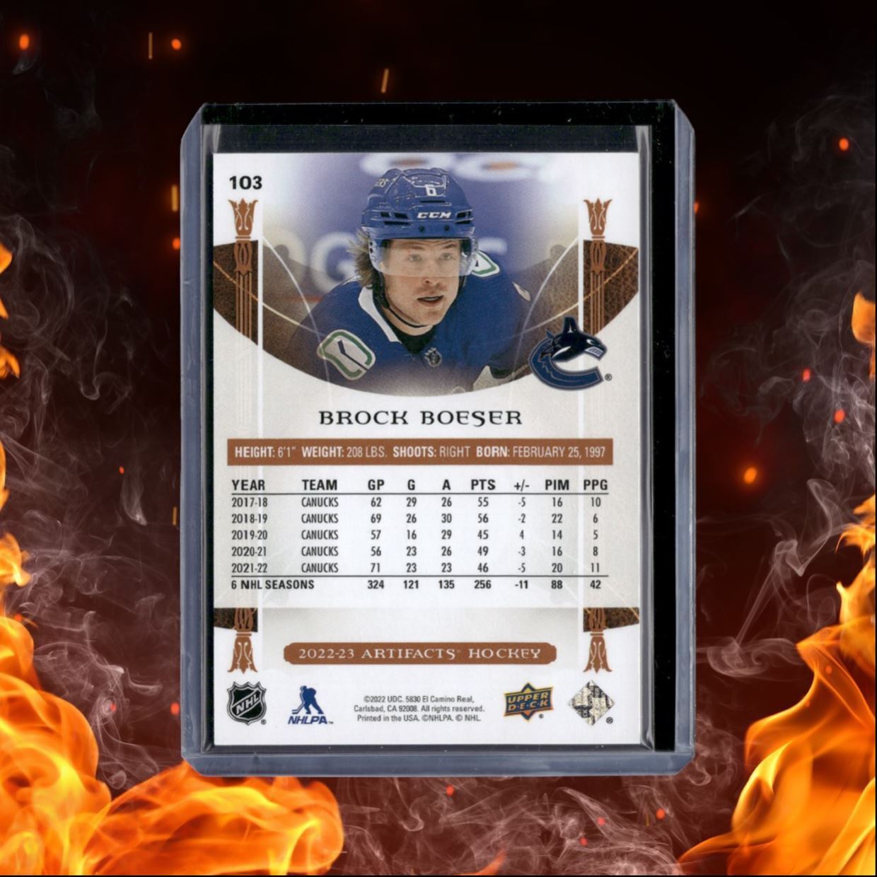 2022-23 Upper Deck Artifacts Brock Boeser Wood SP Auto #103