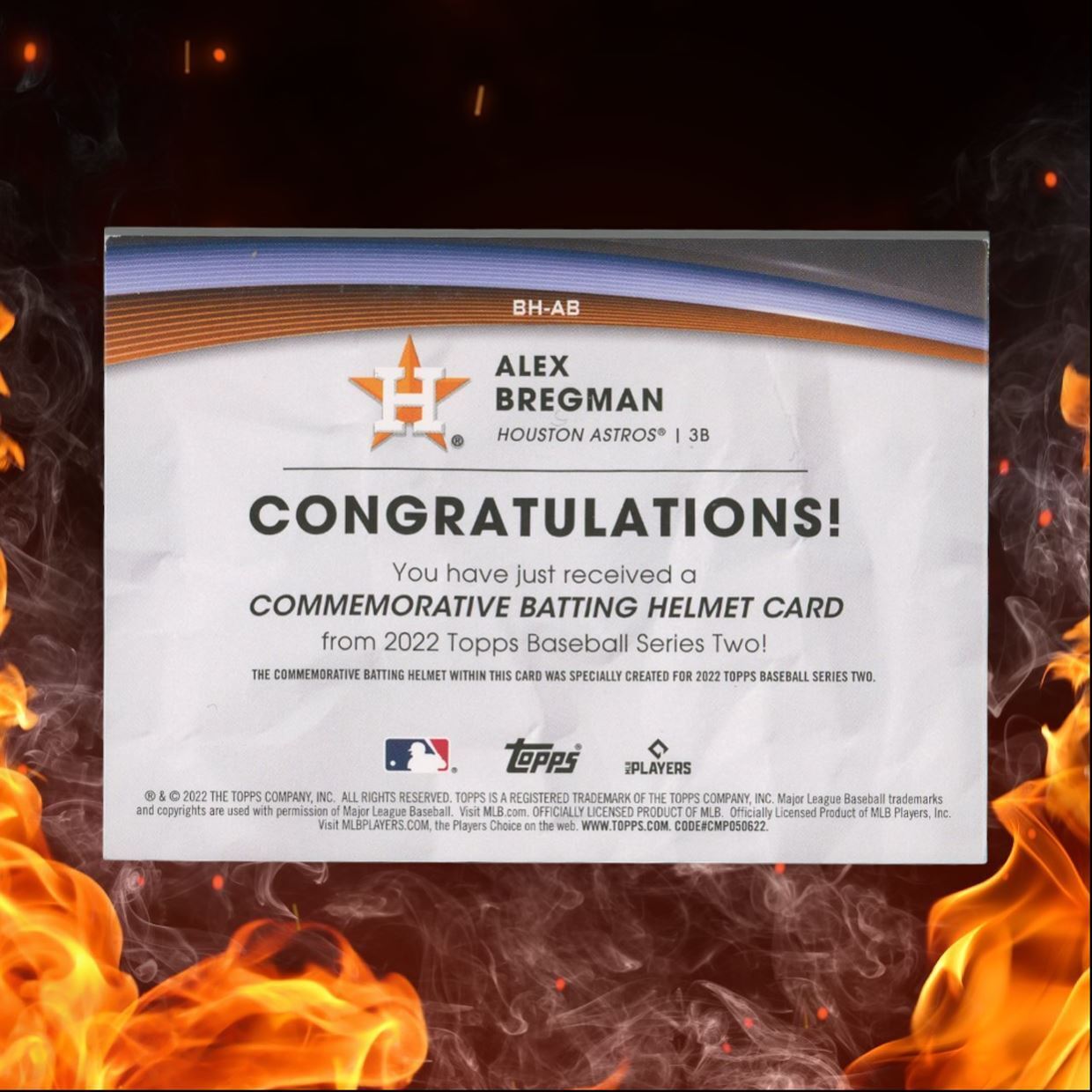 2022 Topps Alex Bregman  Batting Helmet Commemorative Relic #BH-AB