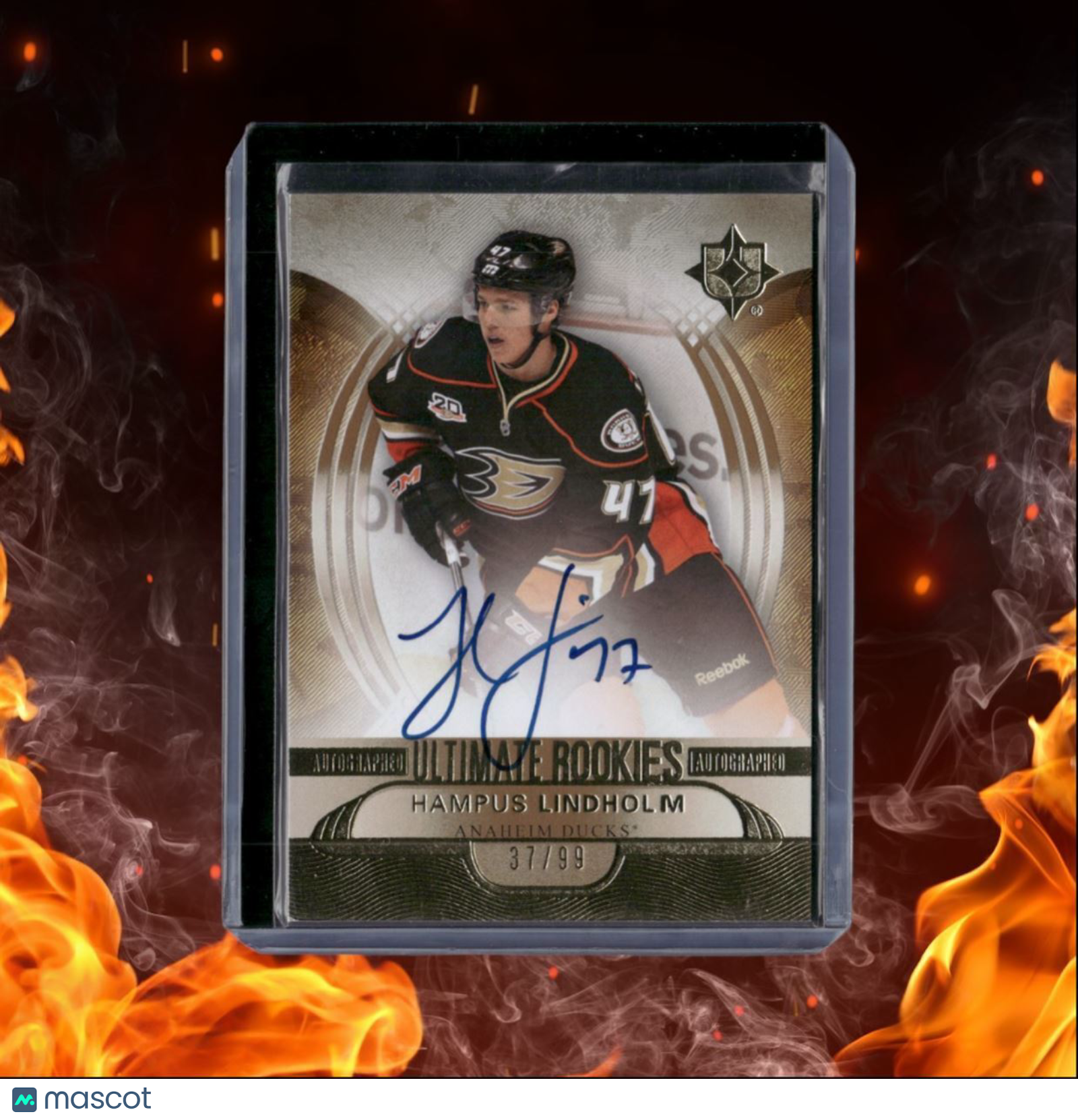 2013-14 Upper Deck Ultimate Hampus Lindholm Gold Rookie Auto 37/99 #160