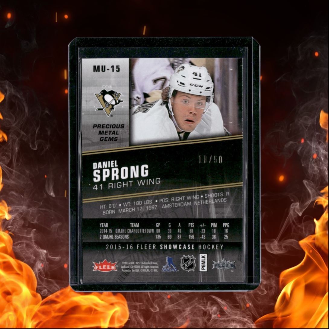 2015-16 Fleer Showcase Daniel Sprong Metal Universe Blue PMG Rookie 18/50 #MU-15