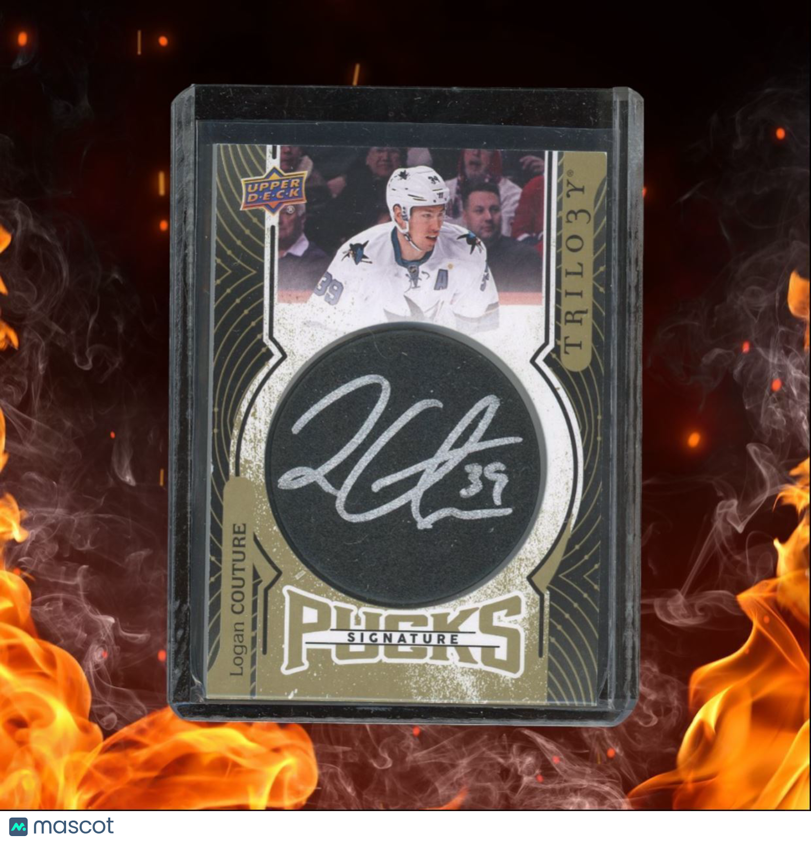 2017-18 Upper Deck Trilogy Logan Couture Signature Pucks Auto #SP-LC