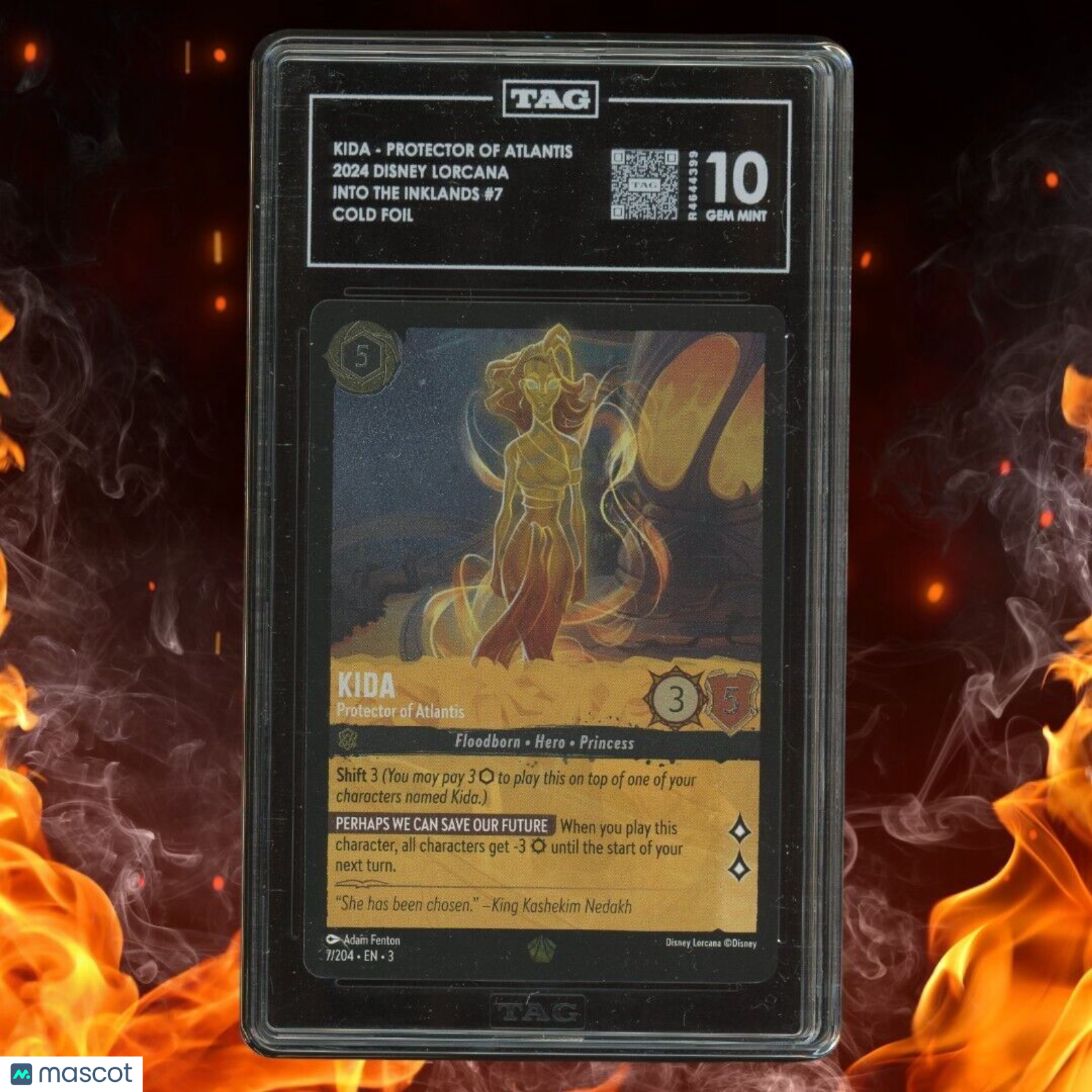Disney Lorcana Into the Inklands KIDA - PROTECTOR OF ATLANTIS Foil 7/204 TAG 10