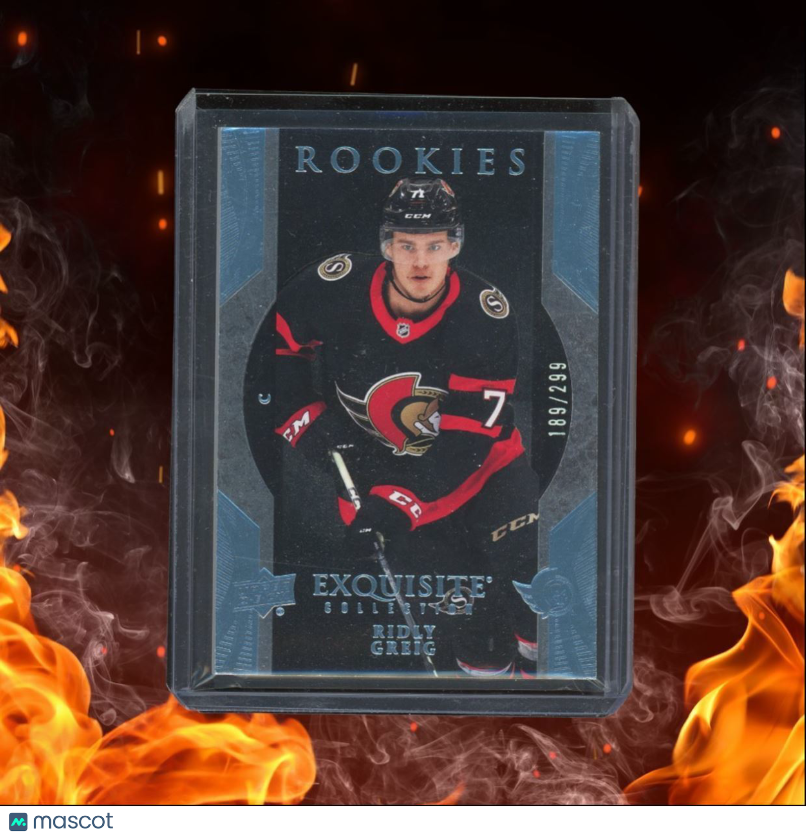 2023-24 Upper Deck Ice Ridly Greig Exquisite Blue Rookie 189/299 #R11