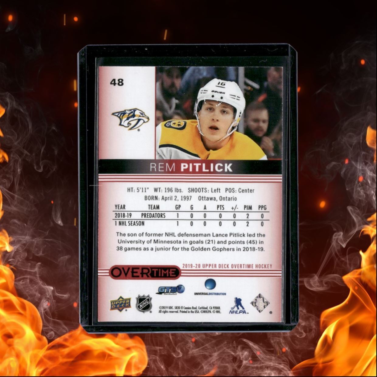 2019-20 Upper Deck Overtime Rem Pitlick Red 52/99 #48