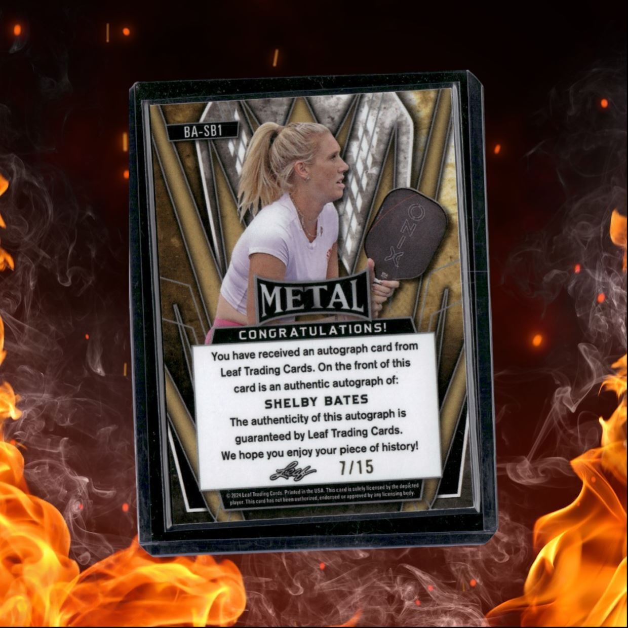 2024 Leaf Metal Pickleball Shelby Bates Blue Mojo Rookie Auto 7/15 #BA-SB1