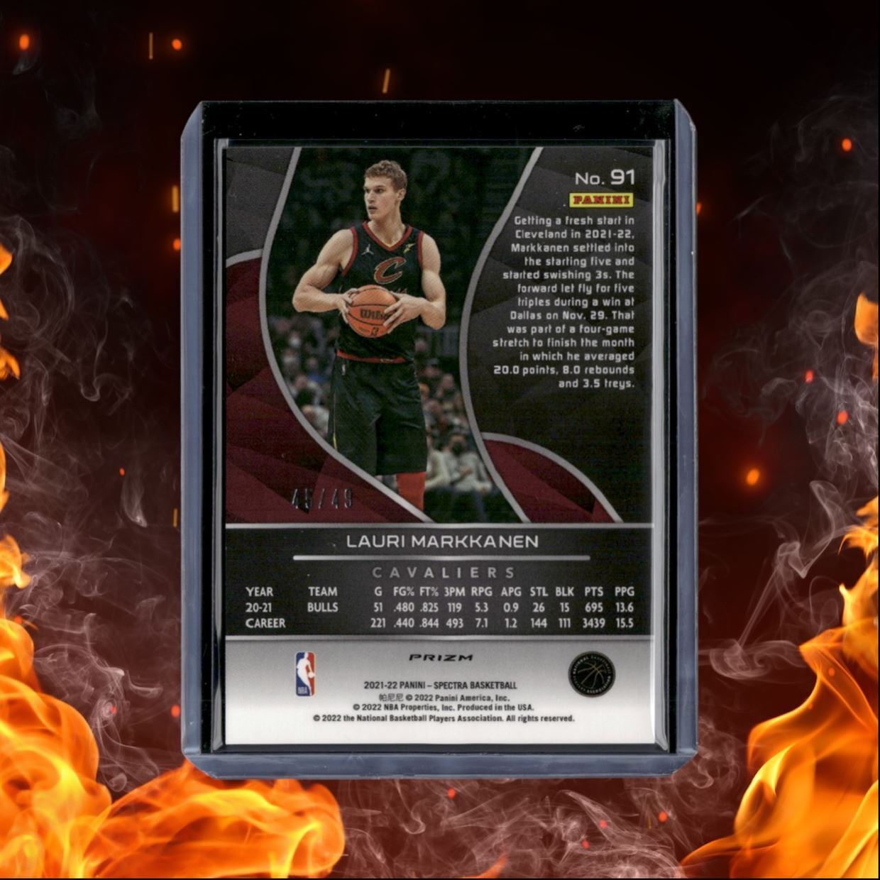 2021-22 Panini Spectra Lauri Markkanen Blue and Orange Asia Prizm 45/49 #91