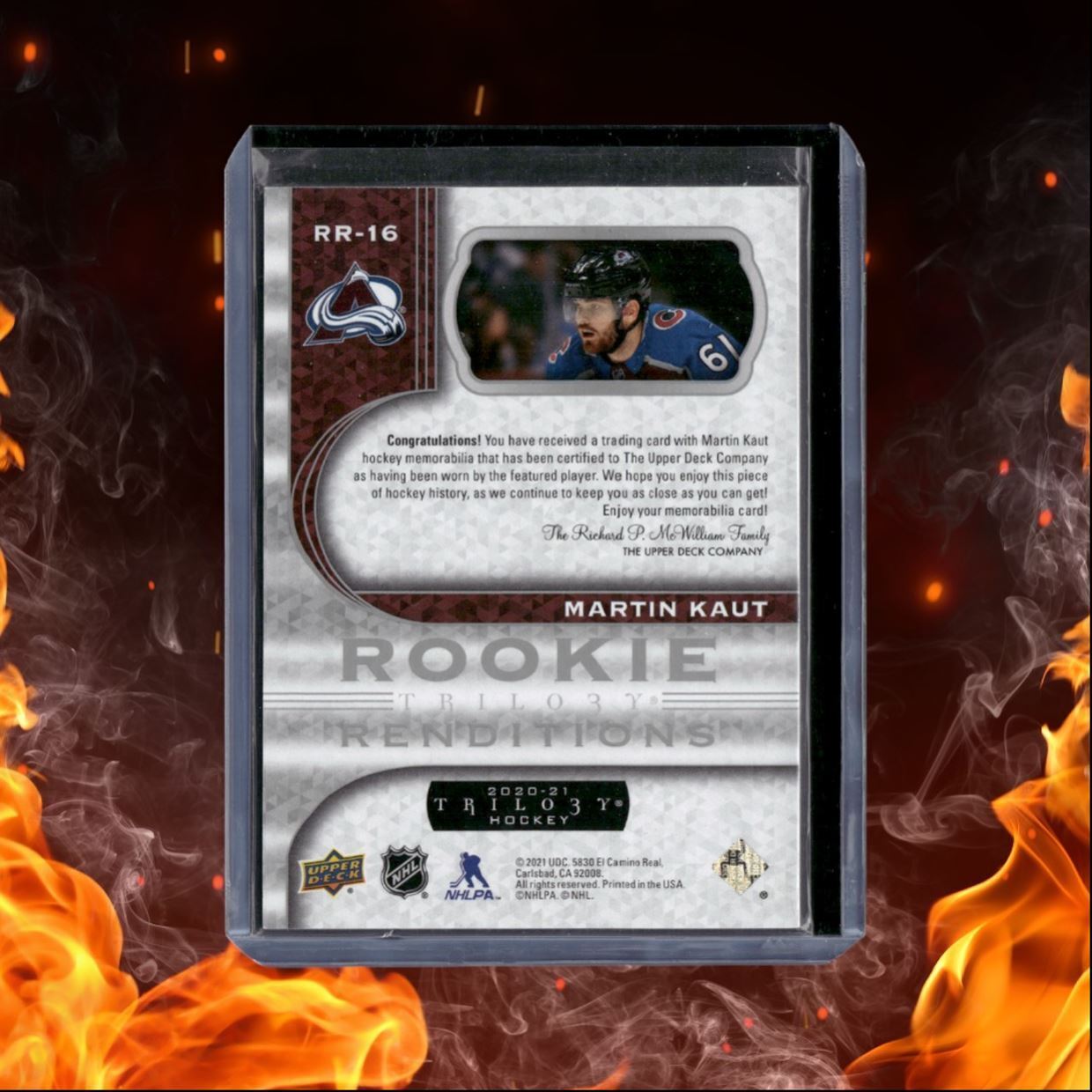 2020-21 Upper Deck Trilogy Martin Kaut Renditions Jersey Rookie #RR-16