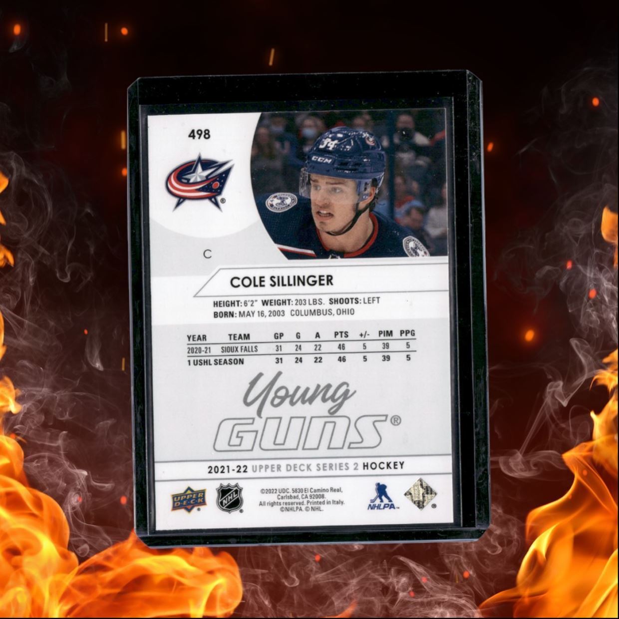 2021-22 Upper Deck Cole Sillinger Young Guns Rookie #498