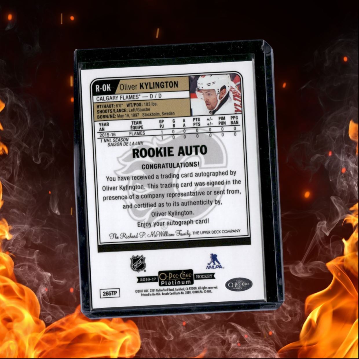 2016-17 O-Pee-Chee Platinum Oliver Kylington Rookie Auto #R-OK