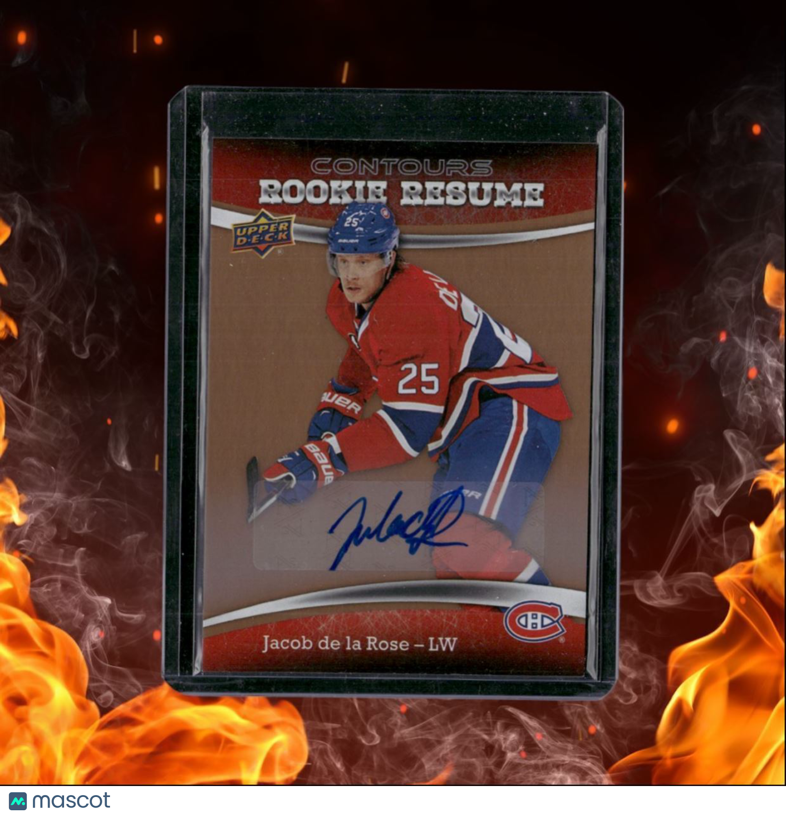 2015-16 Upper Deck Contours Jacob de la Rose Resume Gold Rainbow Rookie Auto
