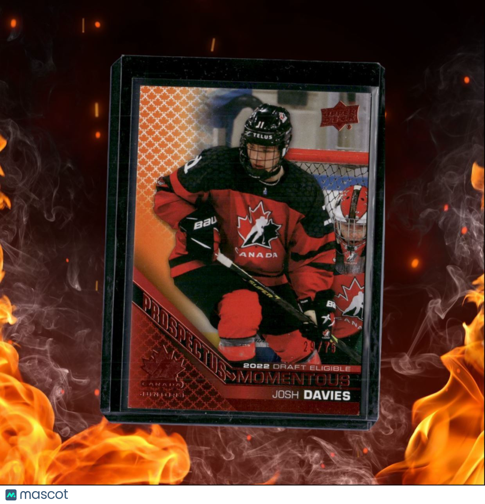 2022-23 Upper Deck Team Canada Juniors Josh Davies Prospectus Momentous Orange