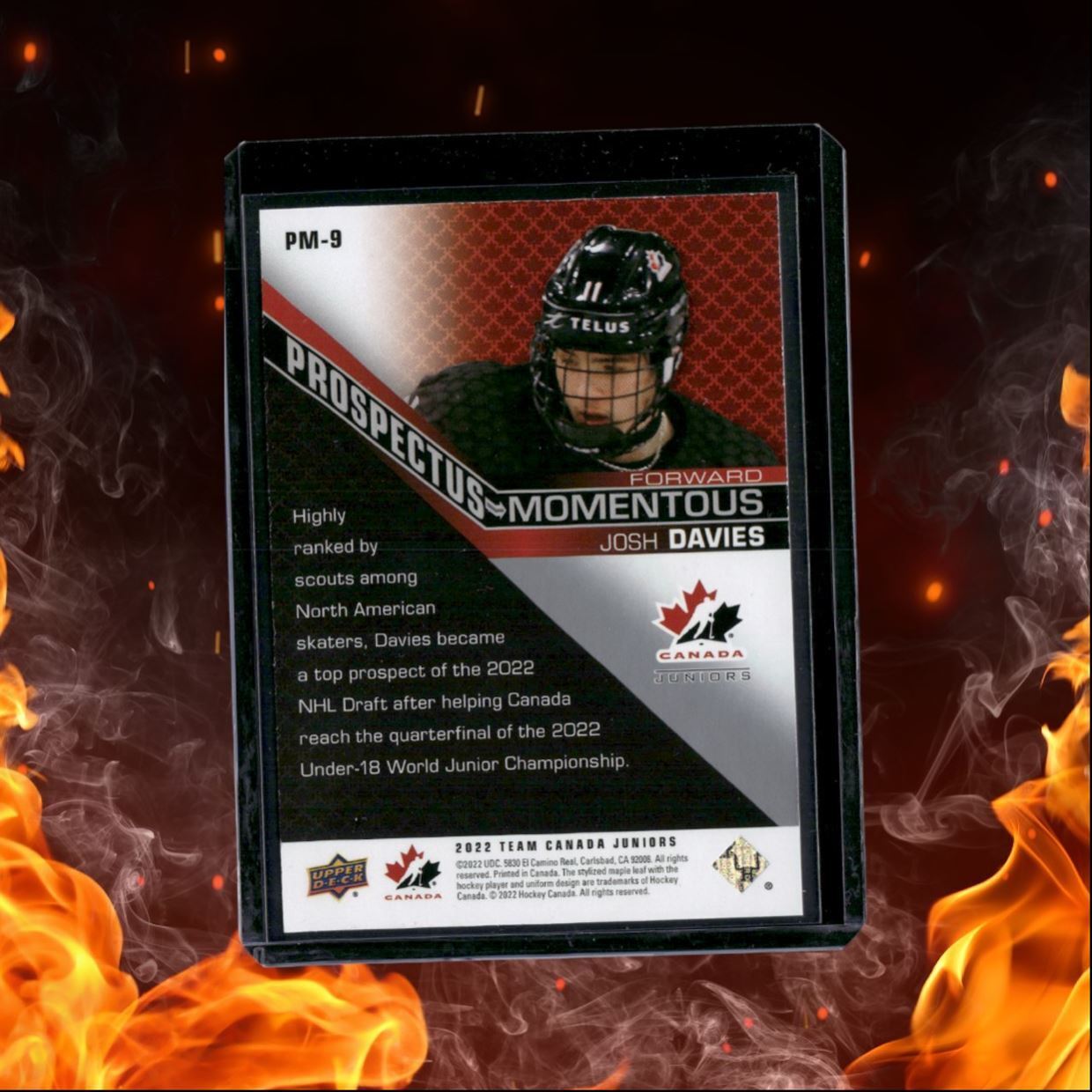2022-23 Upper Deck Team Canada Juniors Josh Davies Prospectus Momentous Orange