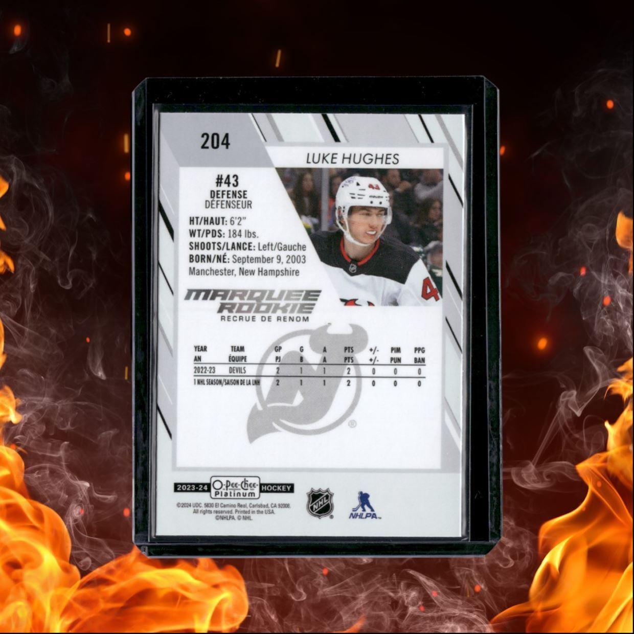 2023-24 O-Pee-Chee Platinum Luke Hughes Marquee Rookie #204