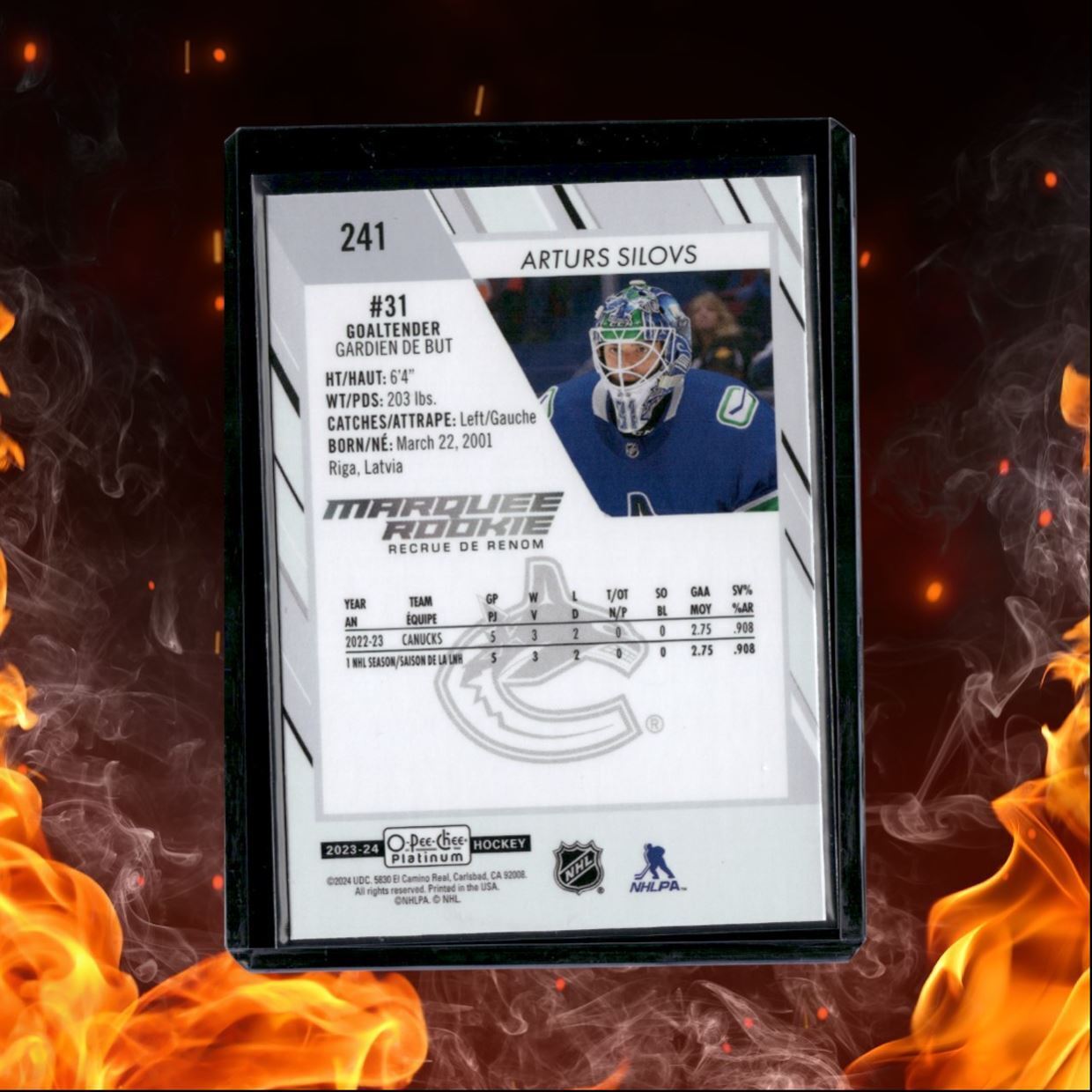 2023-24 O-Pee-Chee Platinum Arturs Silovs Marquee Rookie #241