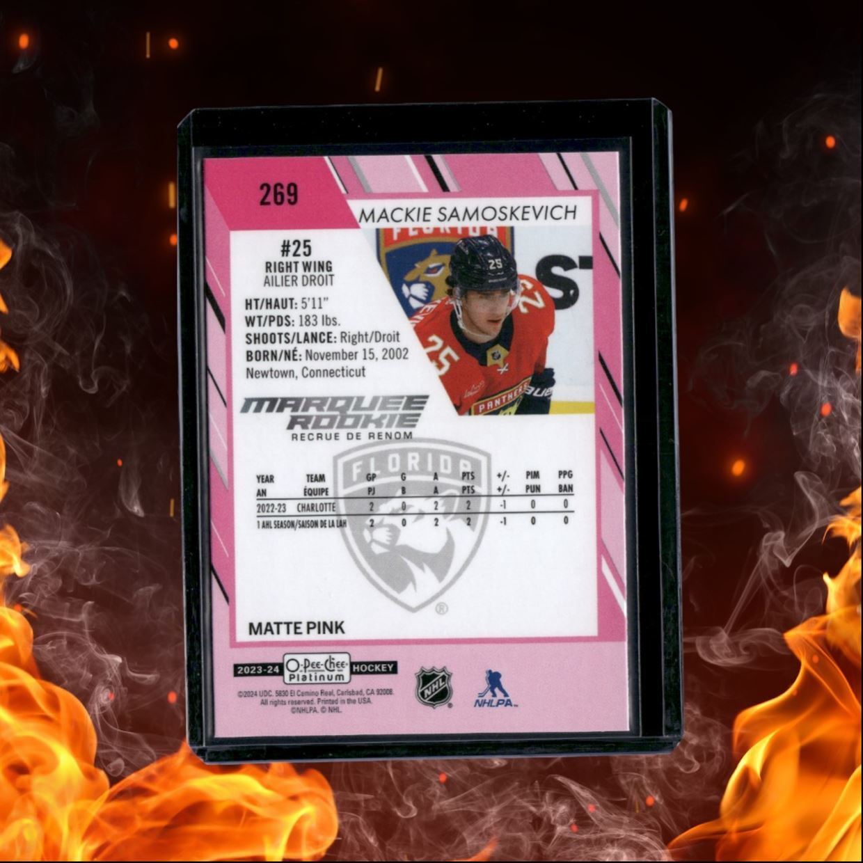 2023-24 O-Pee-Chee Platinum Mackie Samoskevich Matte Pink Marquee Rookie #269