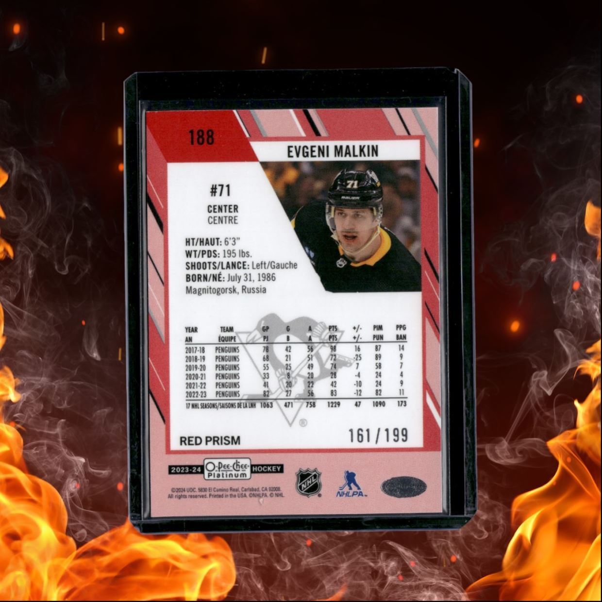 2023-24 O-Pee-Chee Platinum Evgeni Malkin Red Prism 161/199 #188