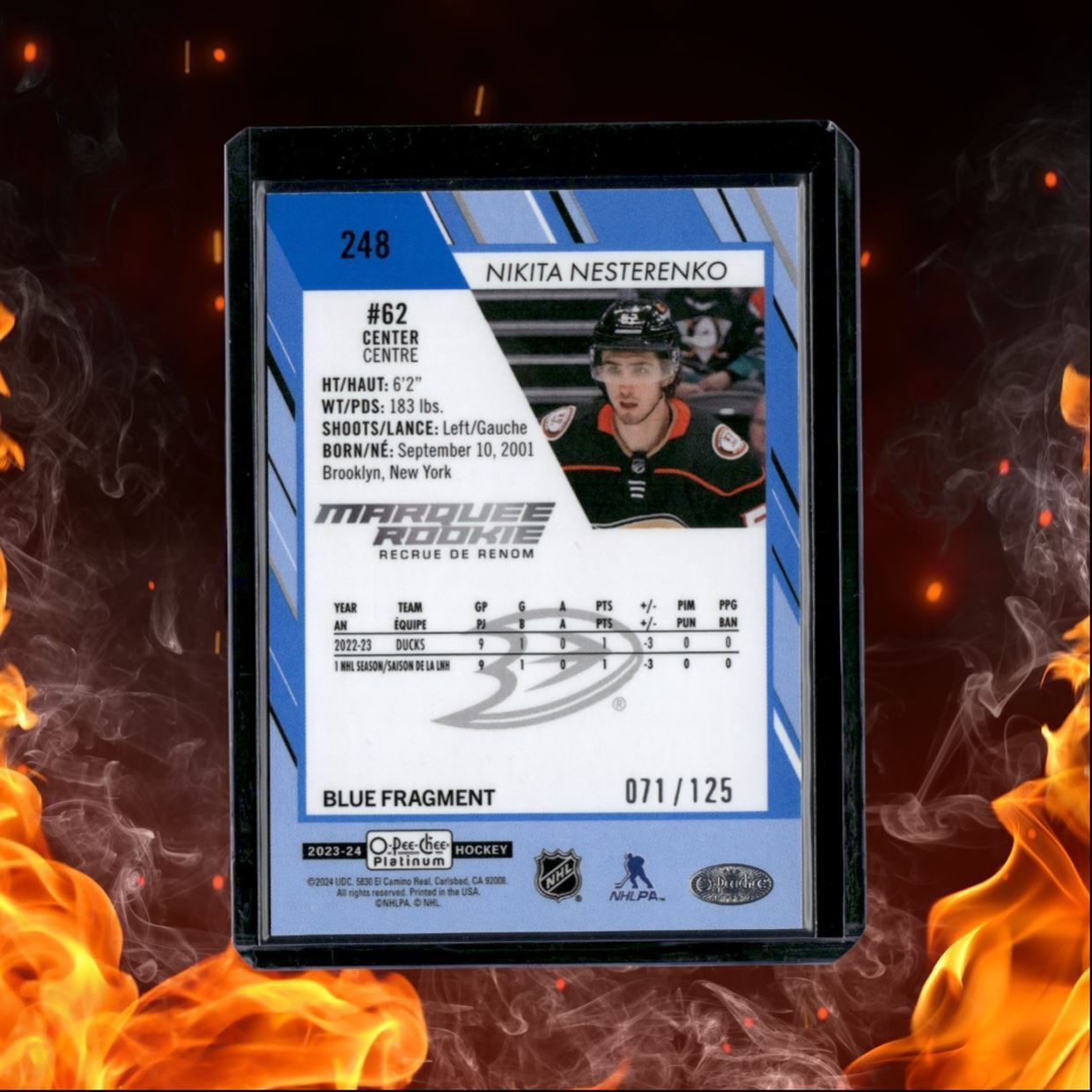 2023-24 O-Pee-Chee Platinum Nikita Nesterenko Blue Fragment Marquee Rookie