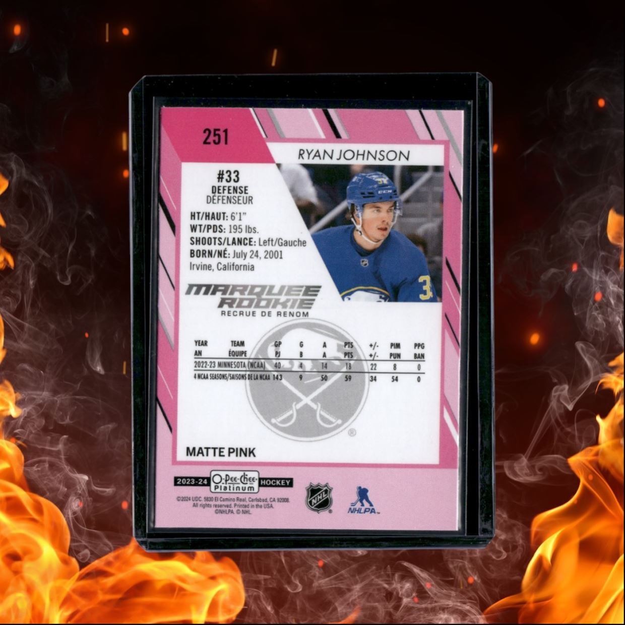 2023-24 O-Pee-Chee Platinum Ryan Johnson Matte Pink Marquee Rookie #251