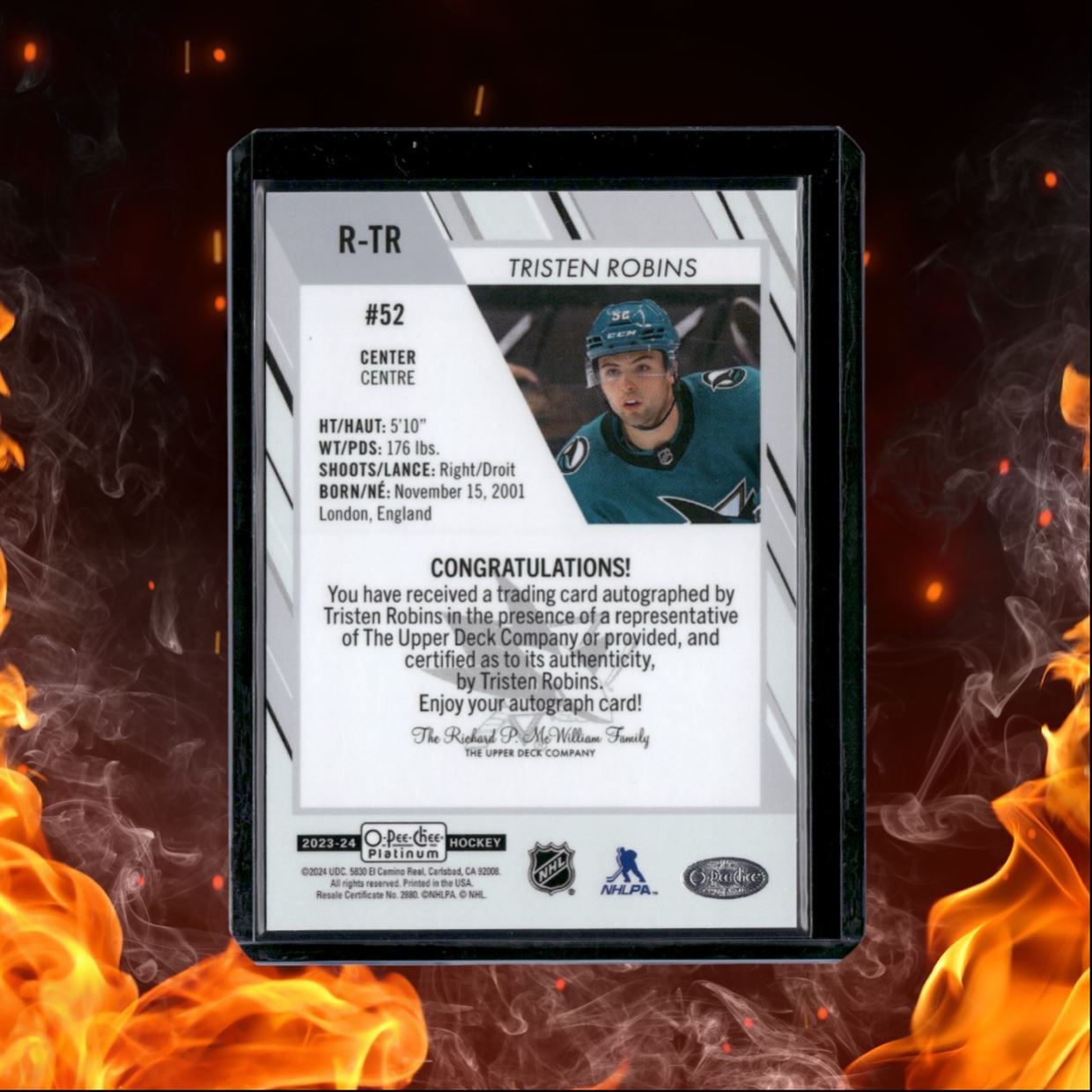 2023-24 O-Pee-Chee Platinum Tristen Robins (B) Rookie Auto #R-TR