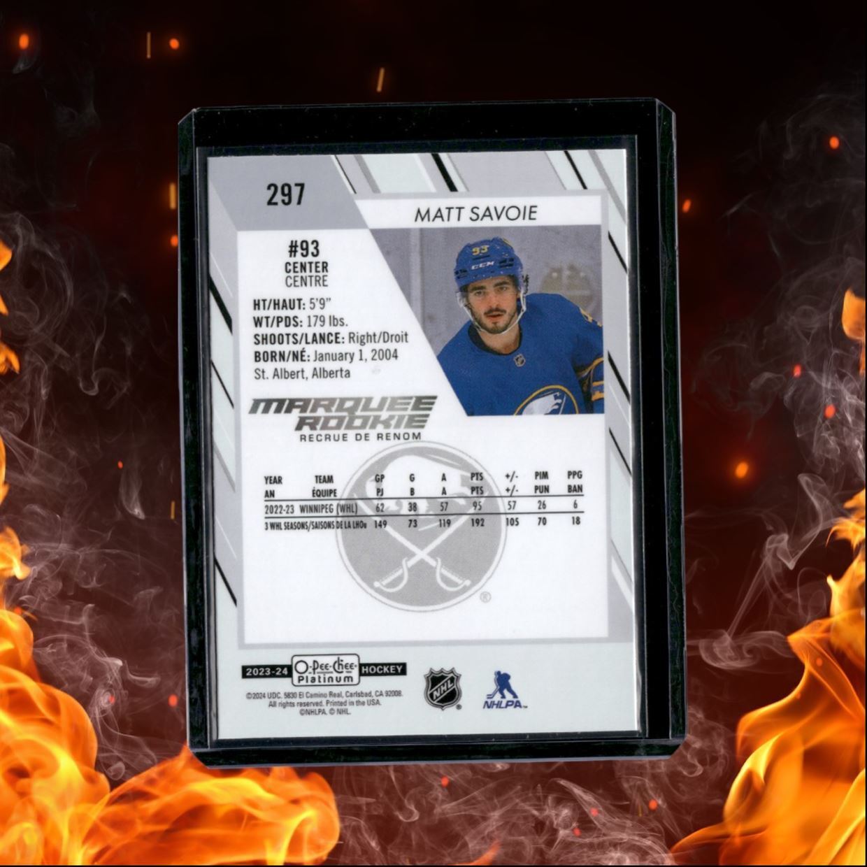 2023-24 O-Pee-Chee Platinum Matt Savoie Marquee (A) Rookie #297
