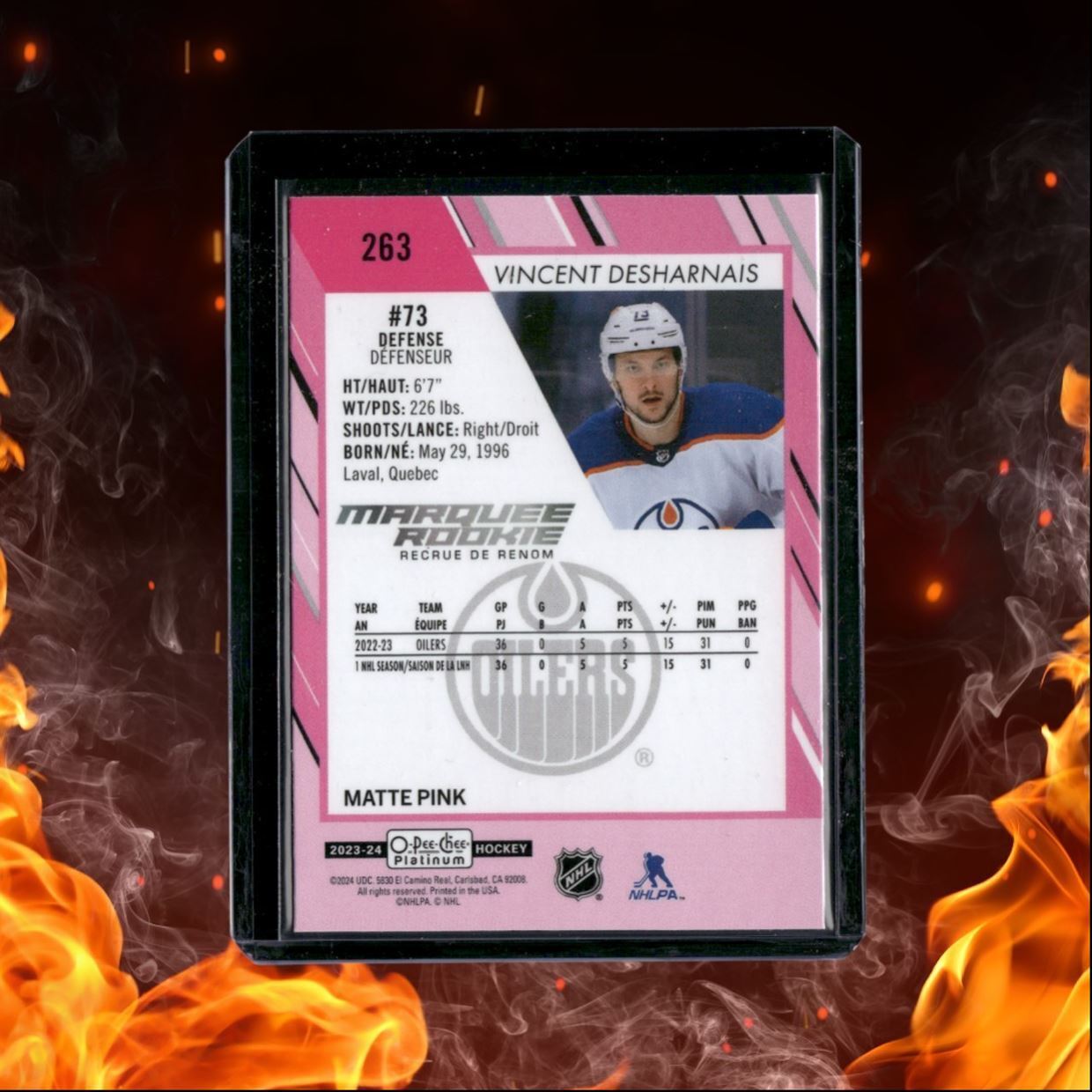 2023-24 O-Pee-Chee Platinum Vincent Desharnais Matte Pink Rookie #263