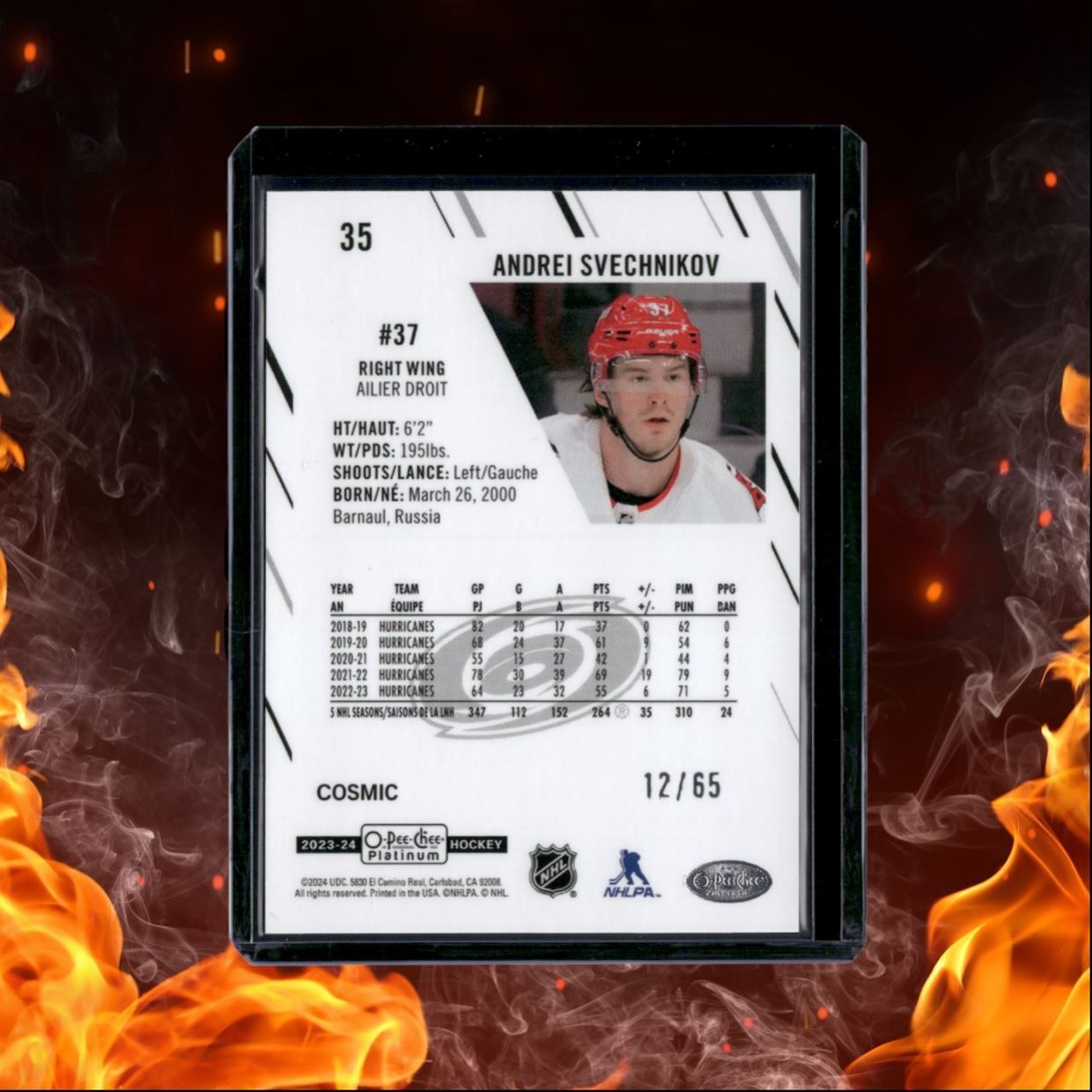 2023-24 O-Pee-Chee Platinum Andrei Svechnikov Cosmic 12/65 #35