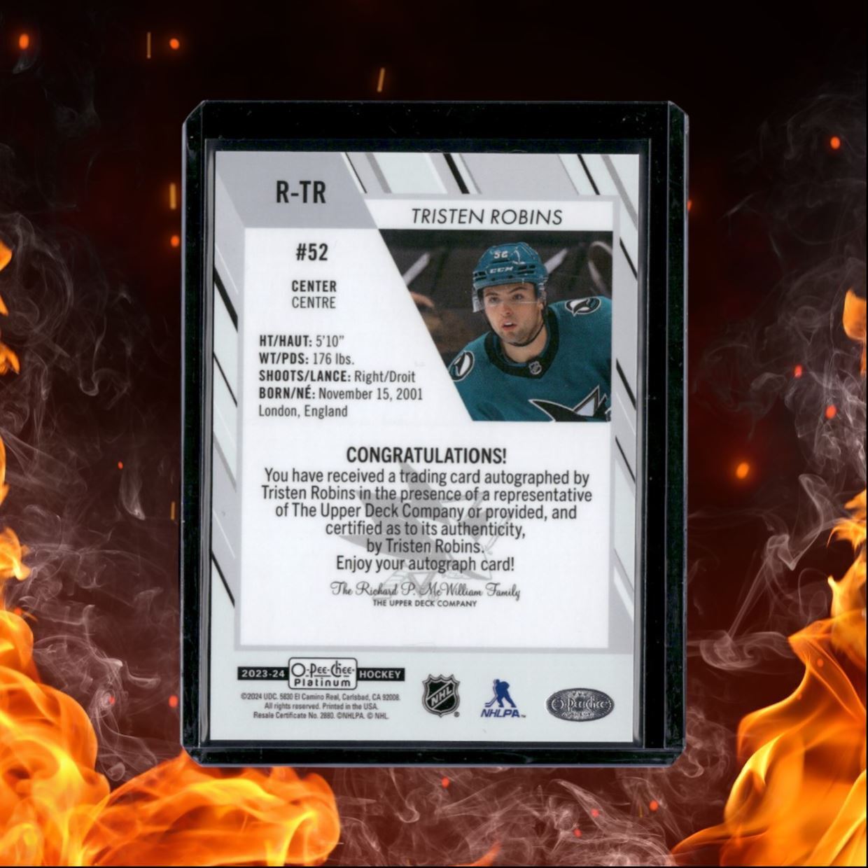 2023-24 O-Pee-Chee Platinum Tristen Robins (A) Rookie Auto #R-TR