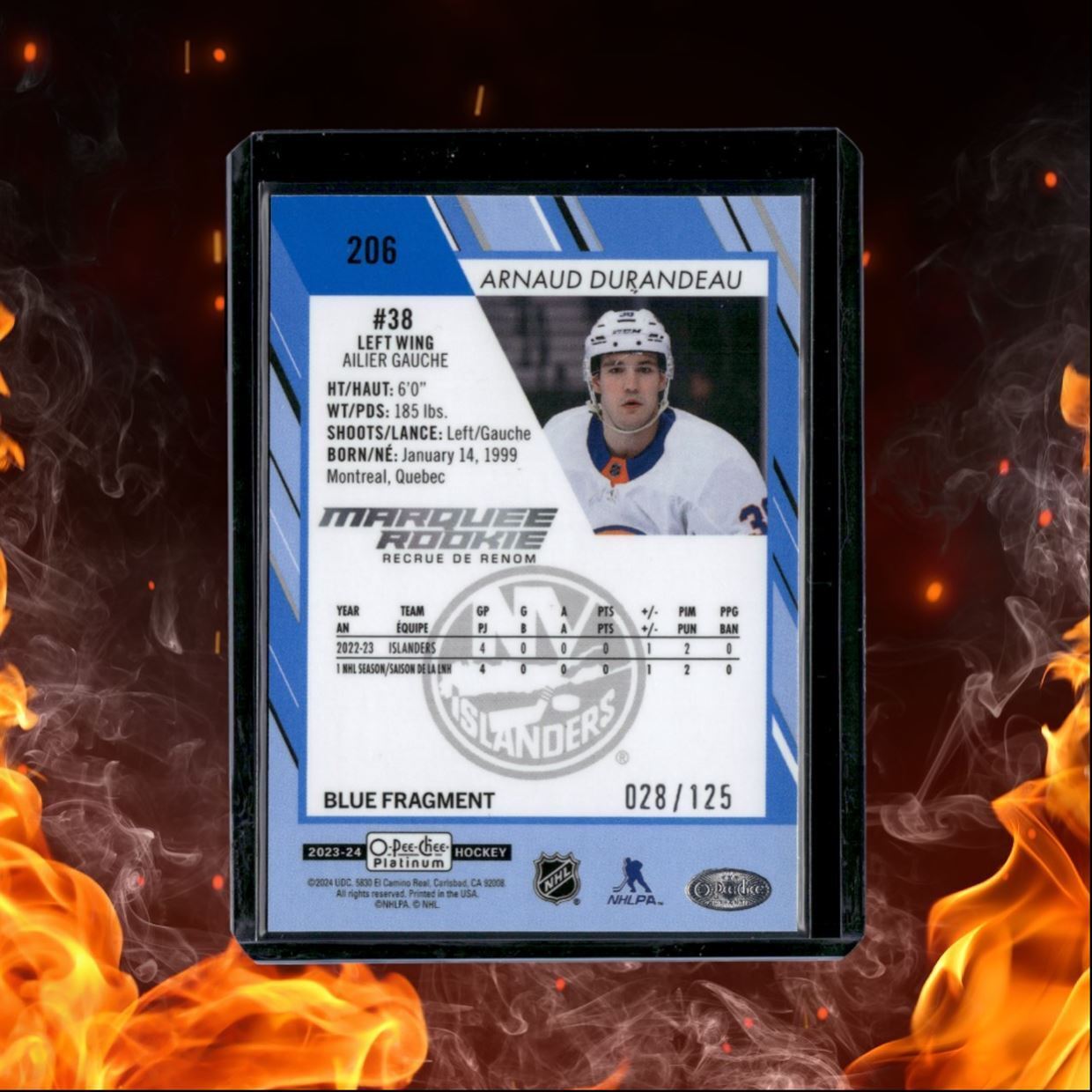 2023-24 O-Pee-Chee Platinum Arnaud Durandeau Blue Fragment Marquee Rookie