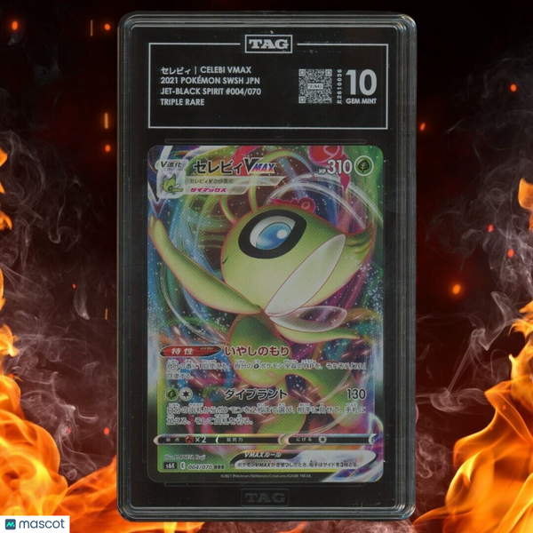 Pokemon Jet-Black Spirit CELEBI VMAX Triple Rare Full Art 004/070 TAG 10