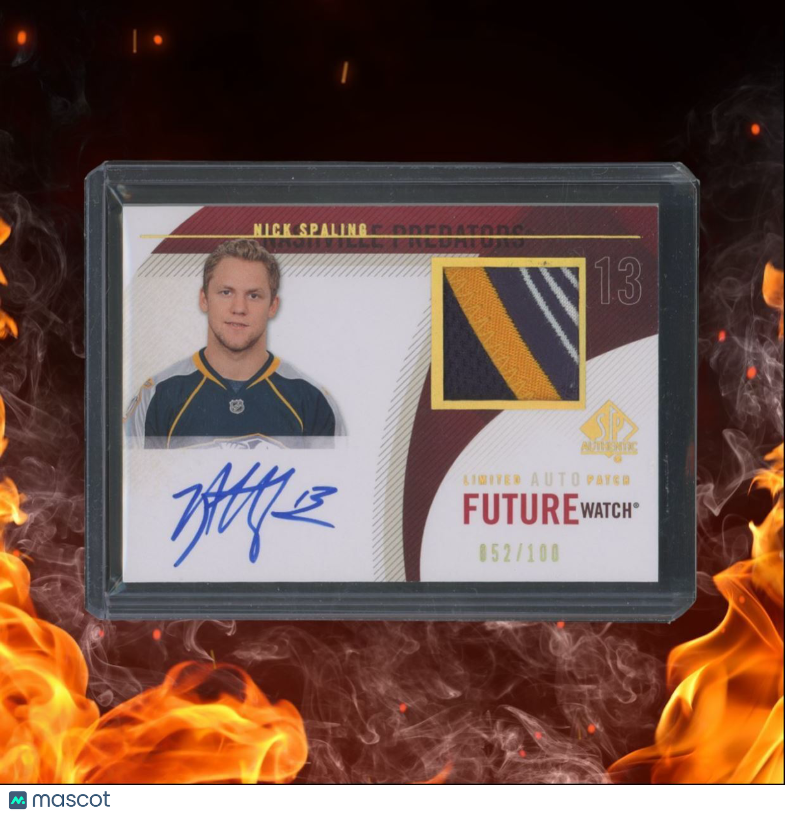 2010-11 SP Authentic Nick Spaling Future Watch Limited Patch Rookie Auto 052/100