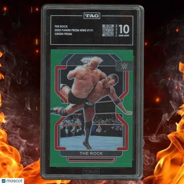 2022 Panini Prizm WWE THE ROCK Green Prizm TAG S 10 (959) #191